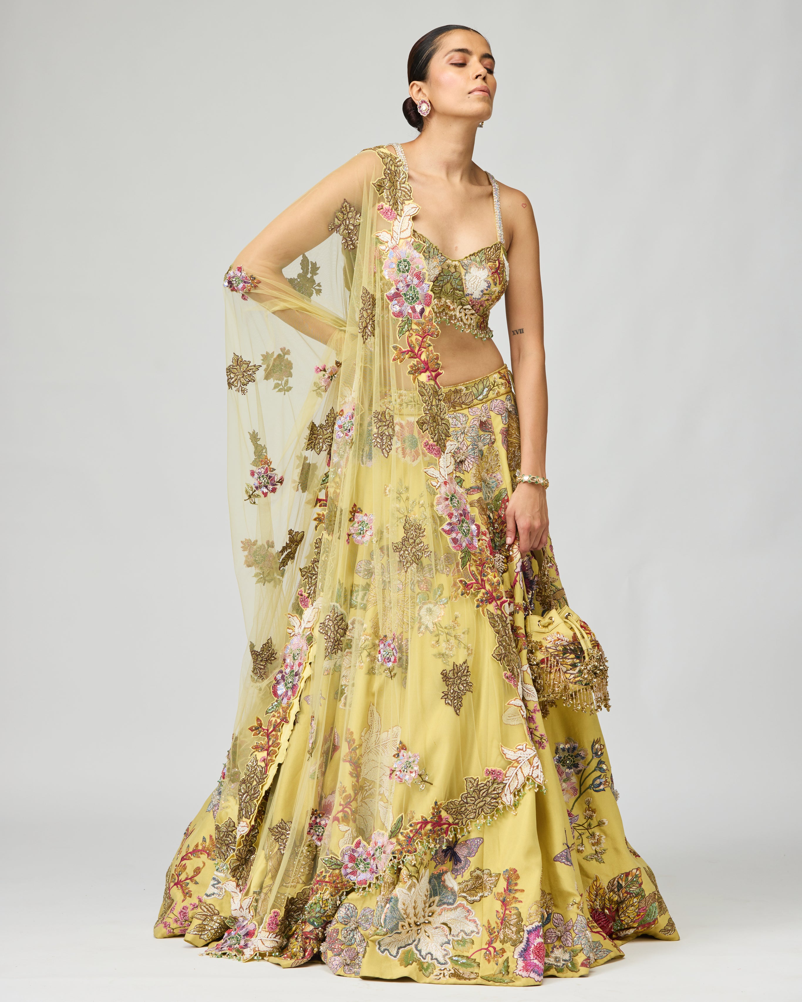 MULTI COLOR EMBROIDERED LEHENGA SET