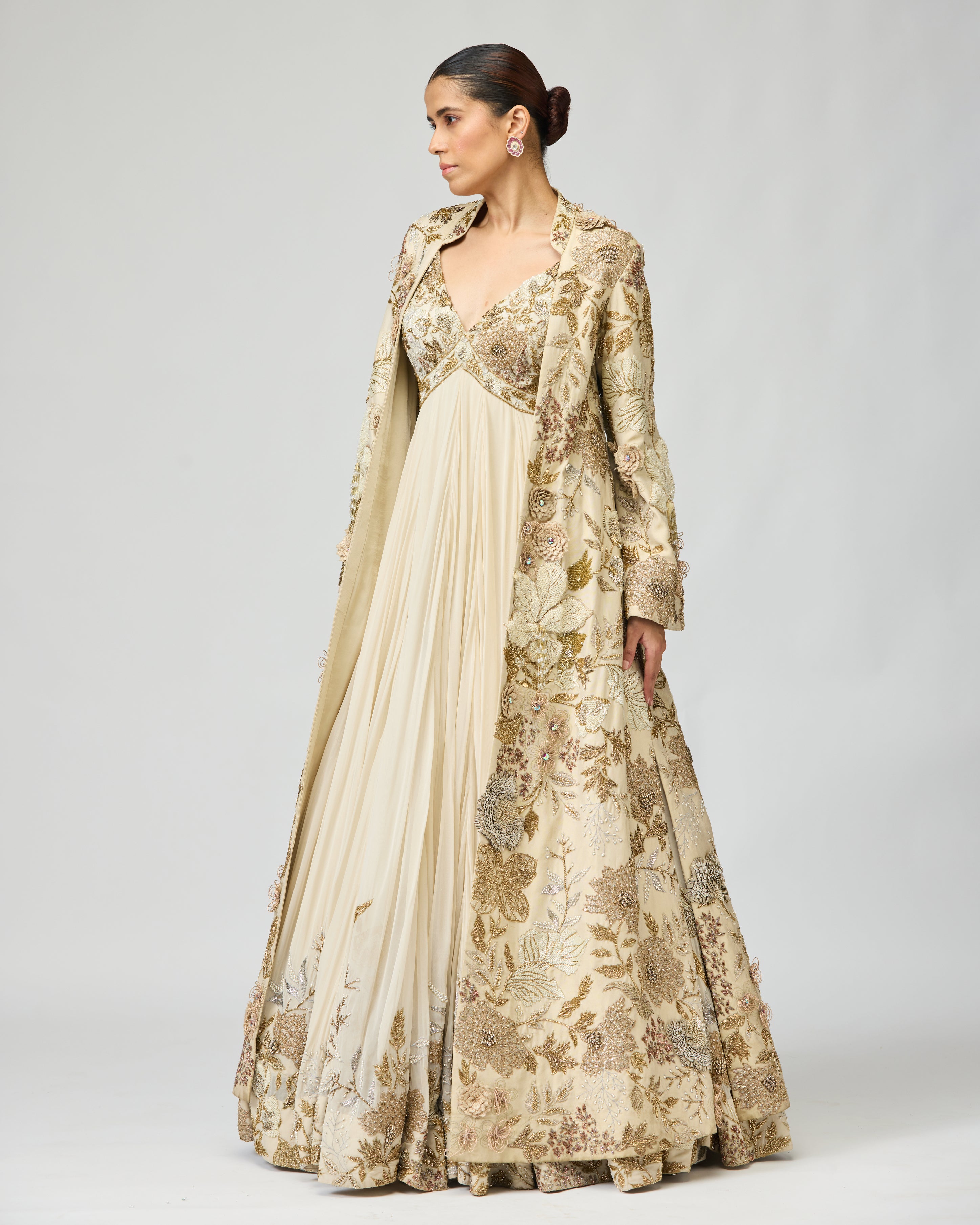IVORY EMBELLISHED ANARKALI SET