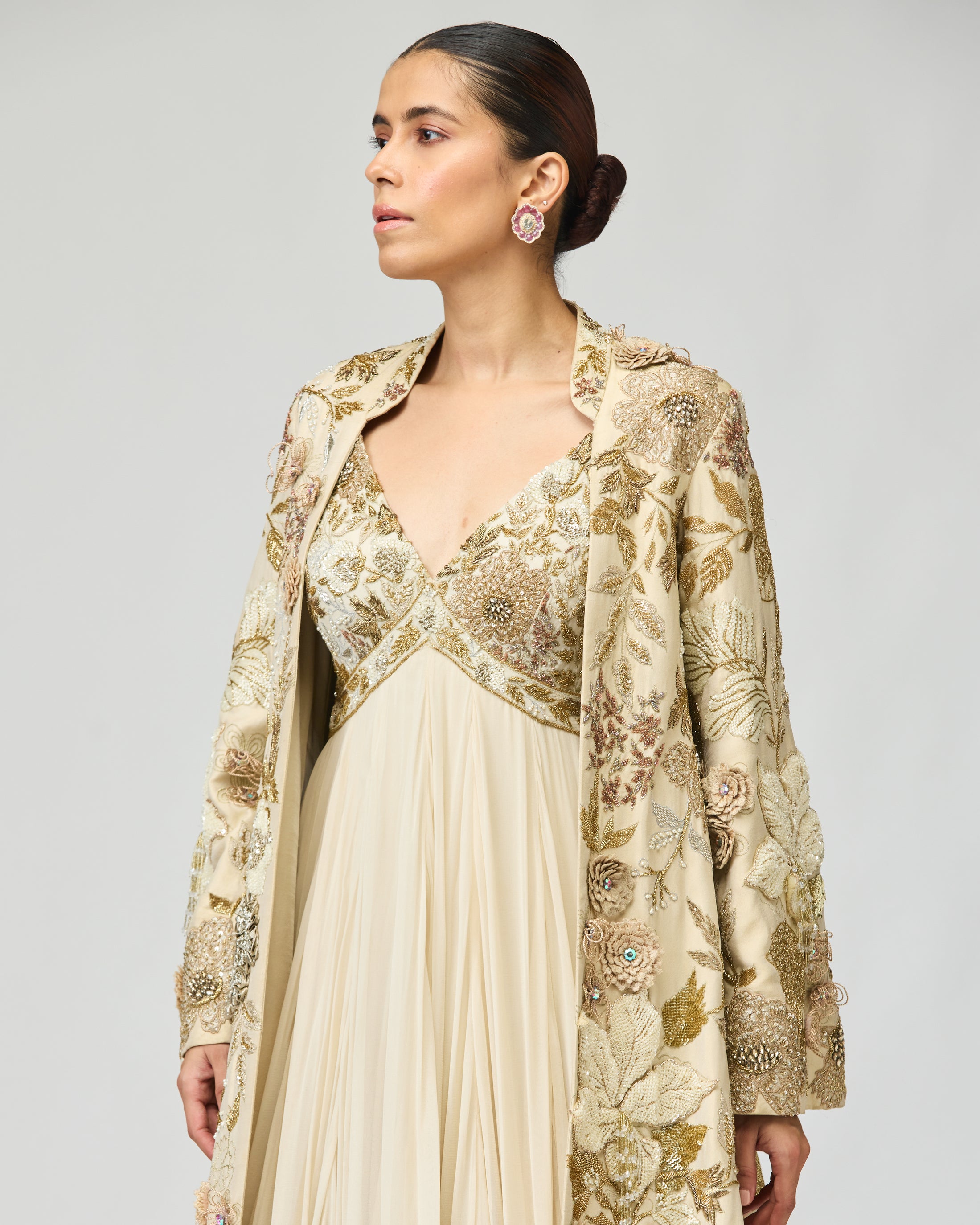 IVORY EMBELLISHED ANARKALI SET