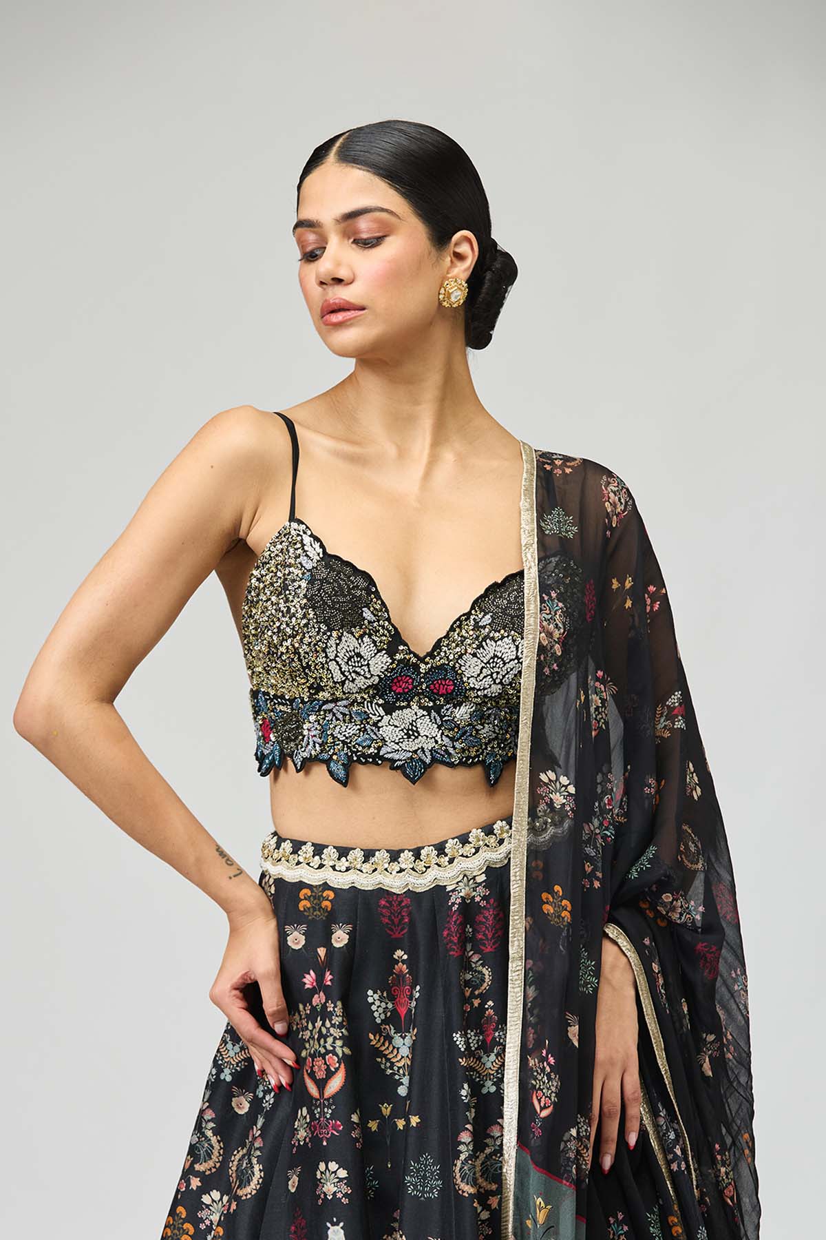 Midnight Bloom Lehenga Set