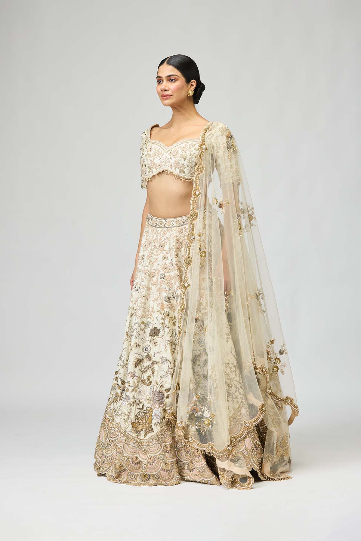 Ivory Floral Bridal Lehenga Set