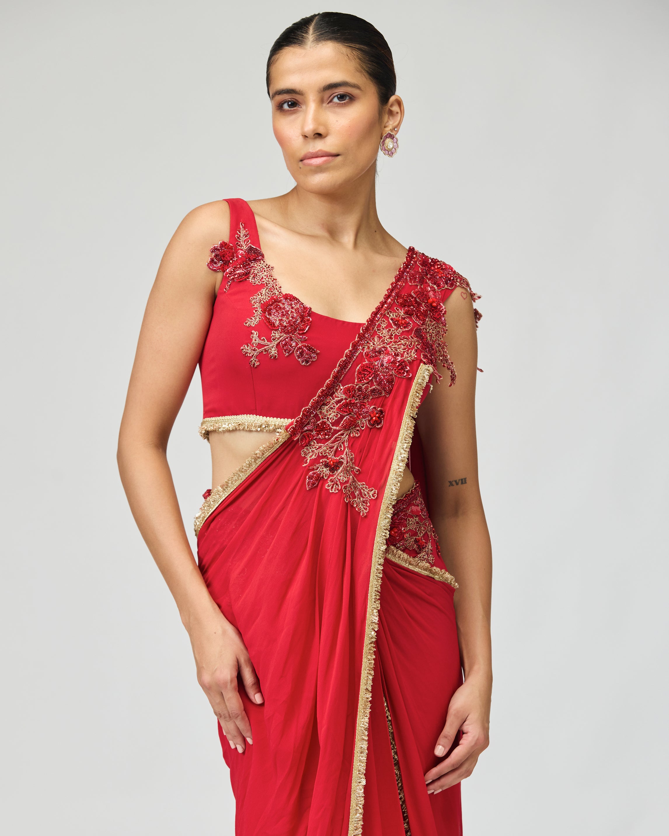 RED SILK GGT SAREE SET