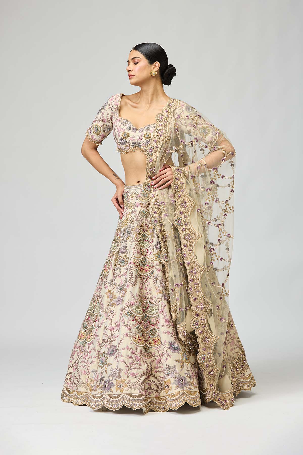Pastel Bloom Embroidered Lehenga Set