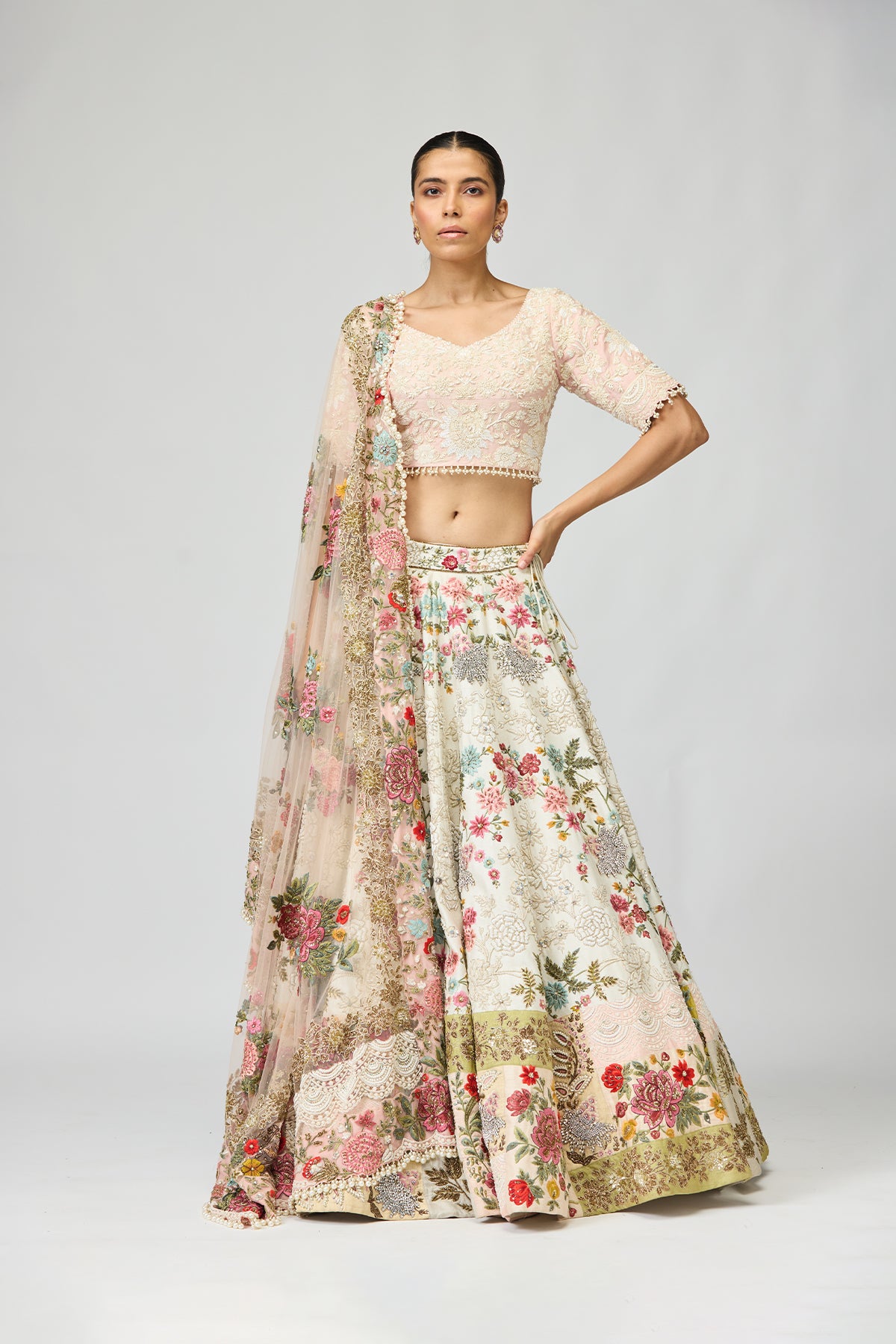 Multicolor embroidered Lehenga Set