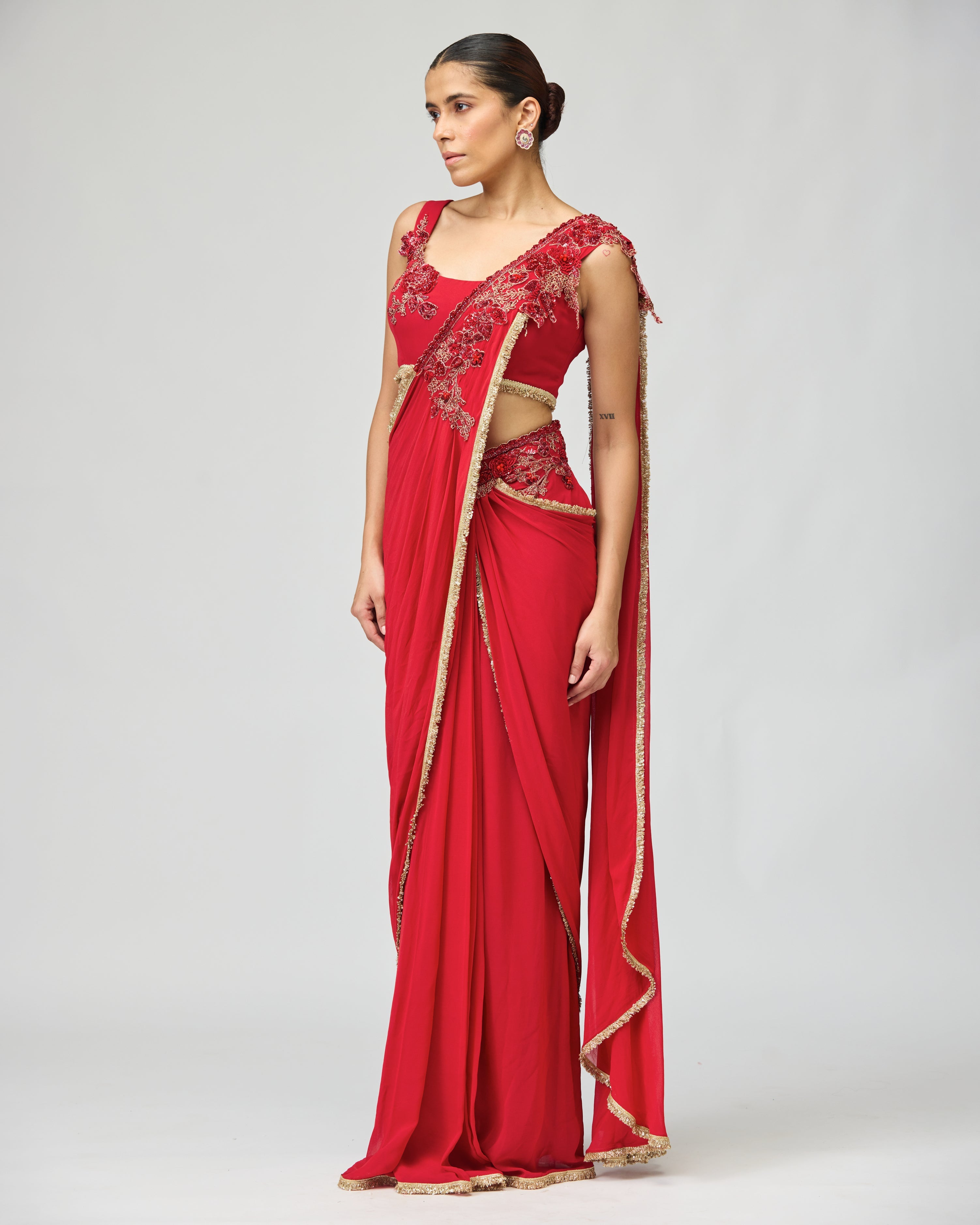 RED SILK GGT SAREE SET