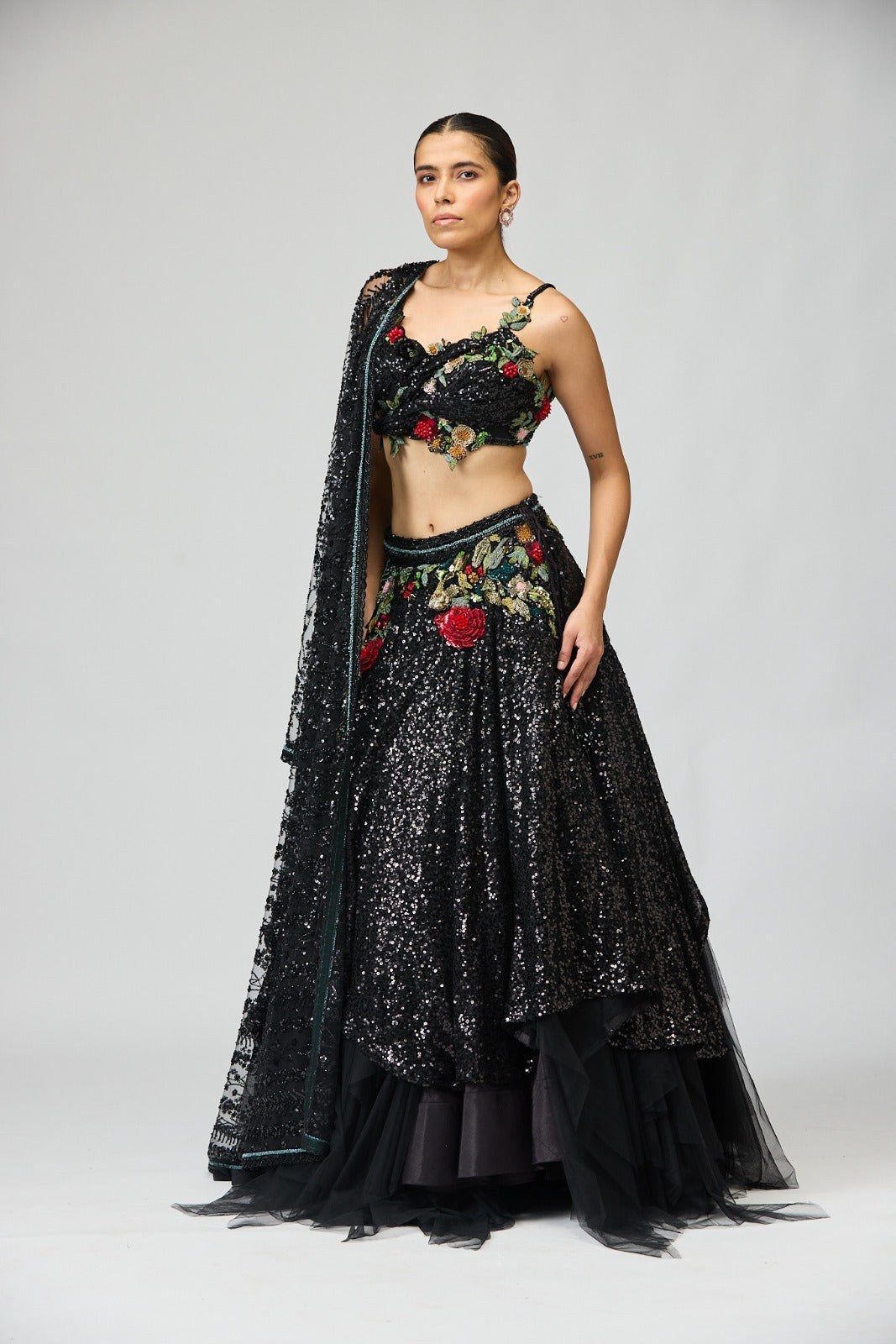 BLACK SEQUIN LEHENGA SET