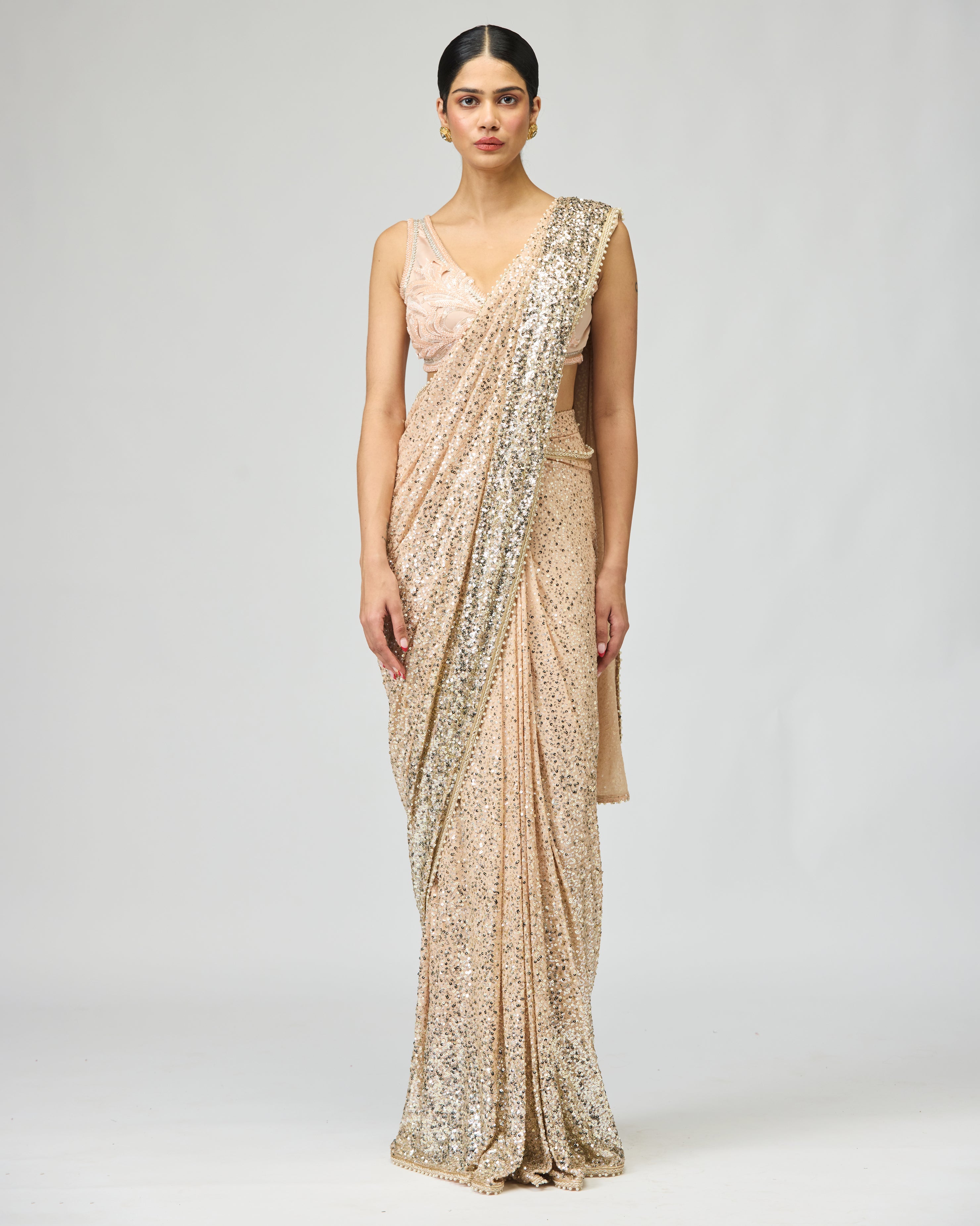 PEACH SILK GGT SAREE SET