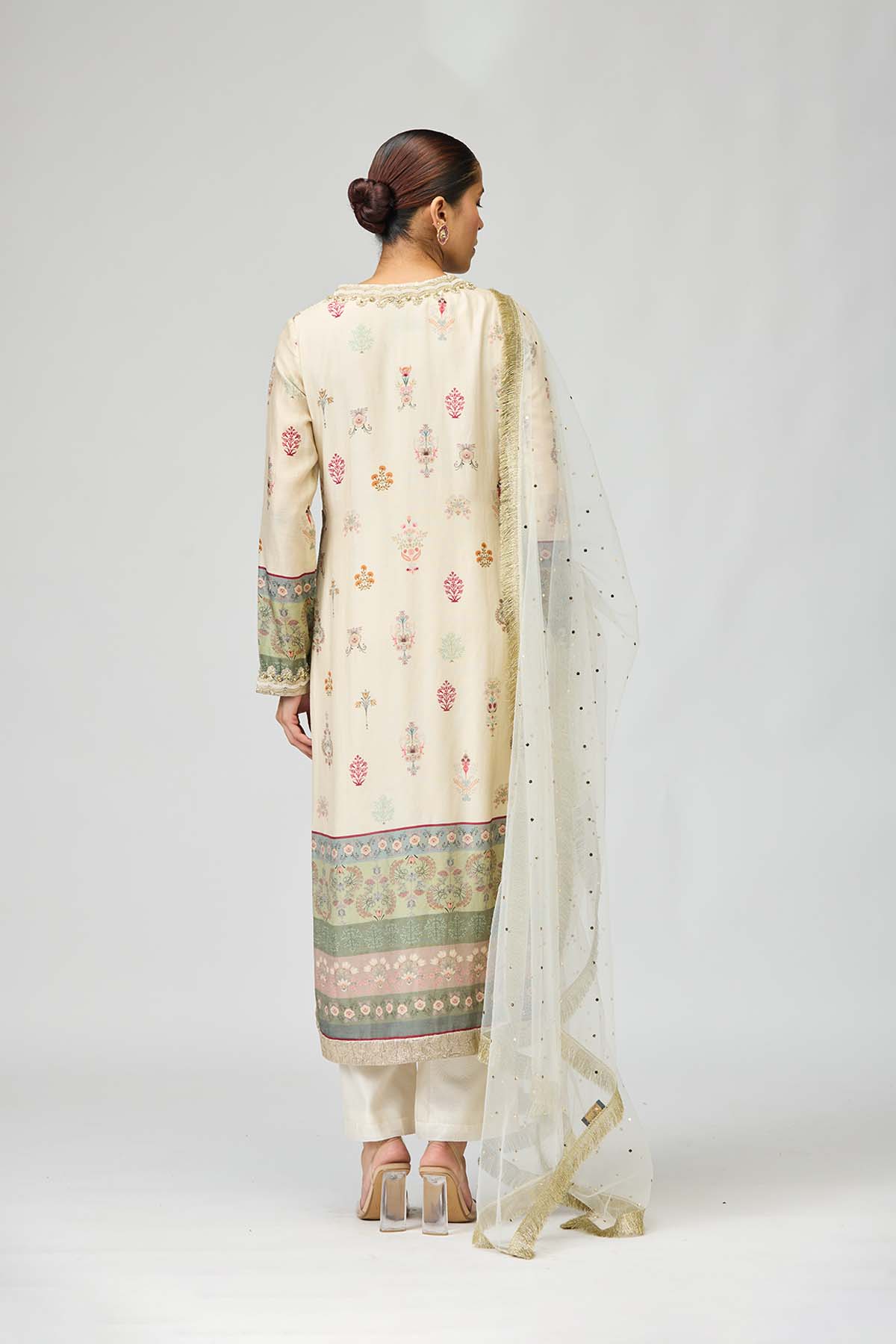 Ivory Floral Printed Kurta Set