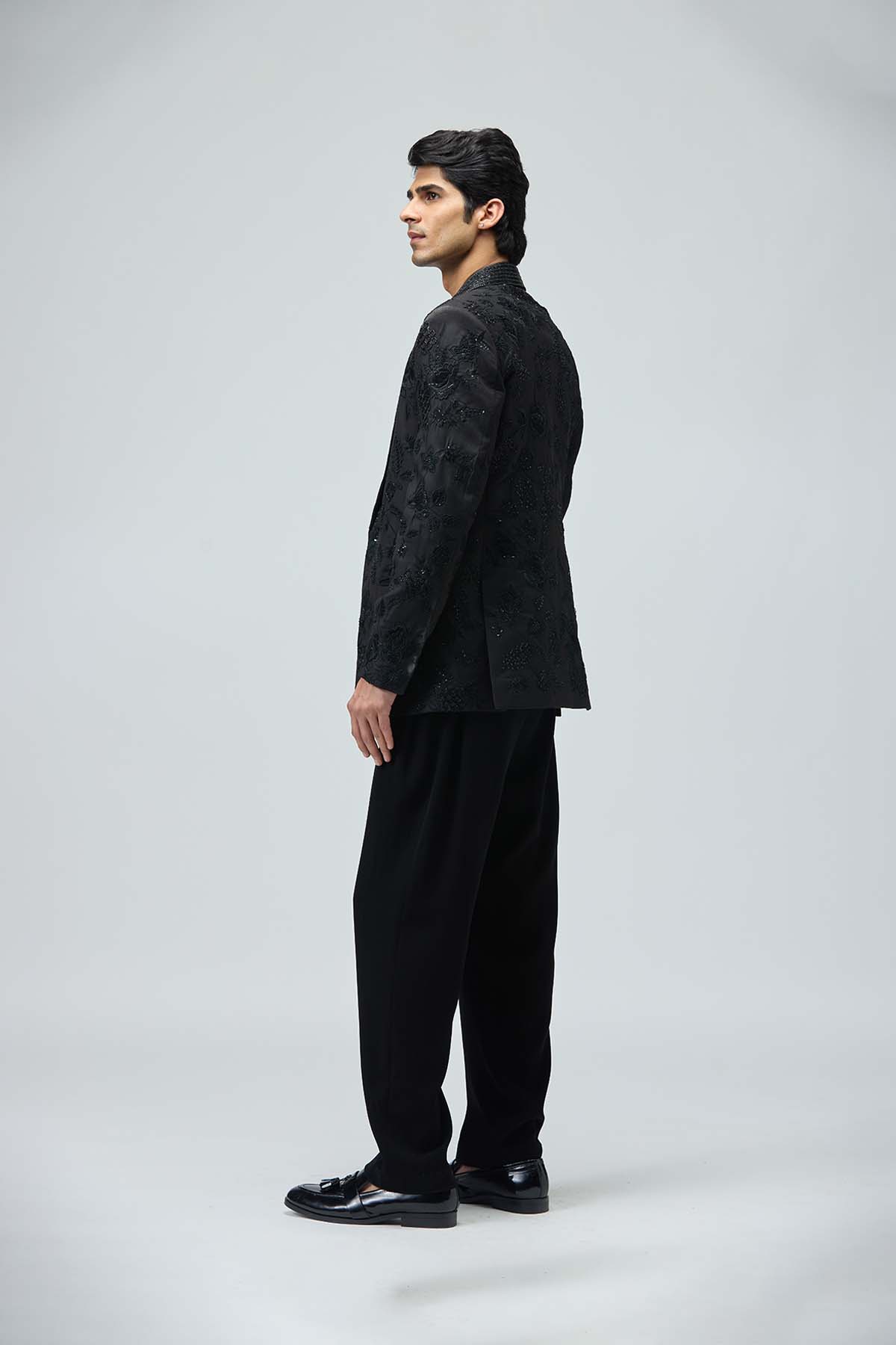 Noir Embroidered Tuxedo Set