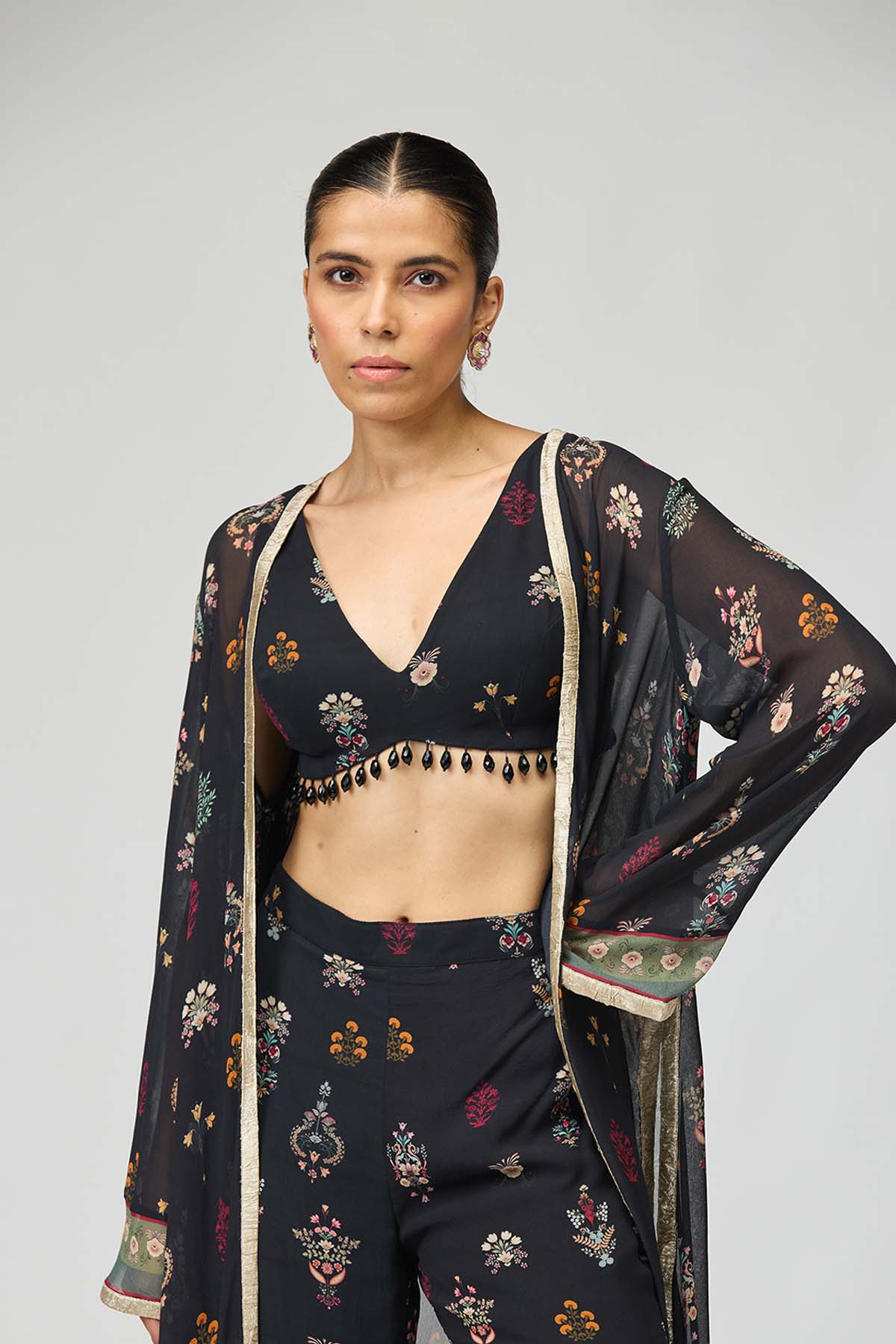 Midnight Botanical Cape Set