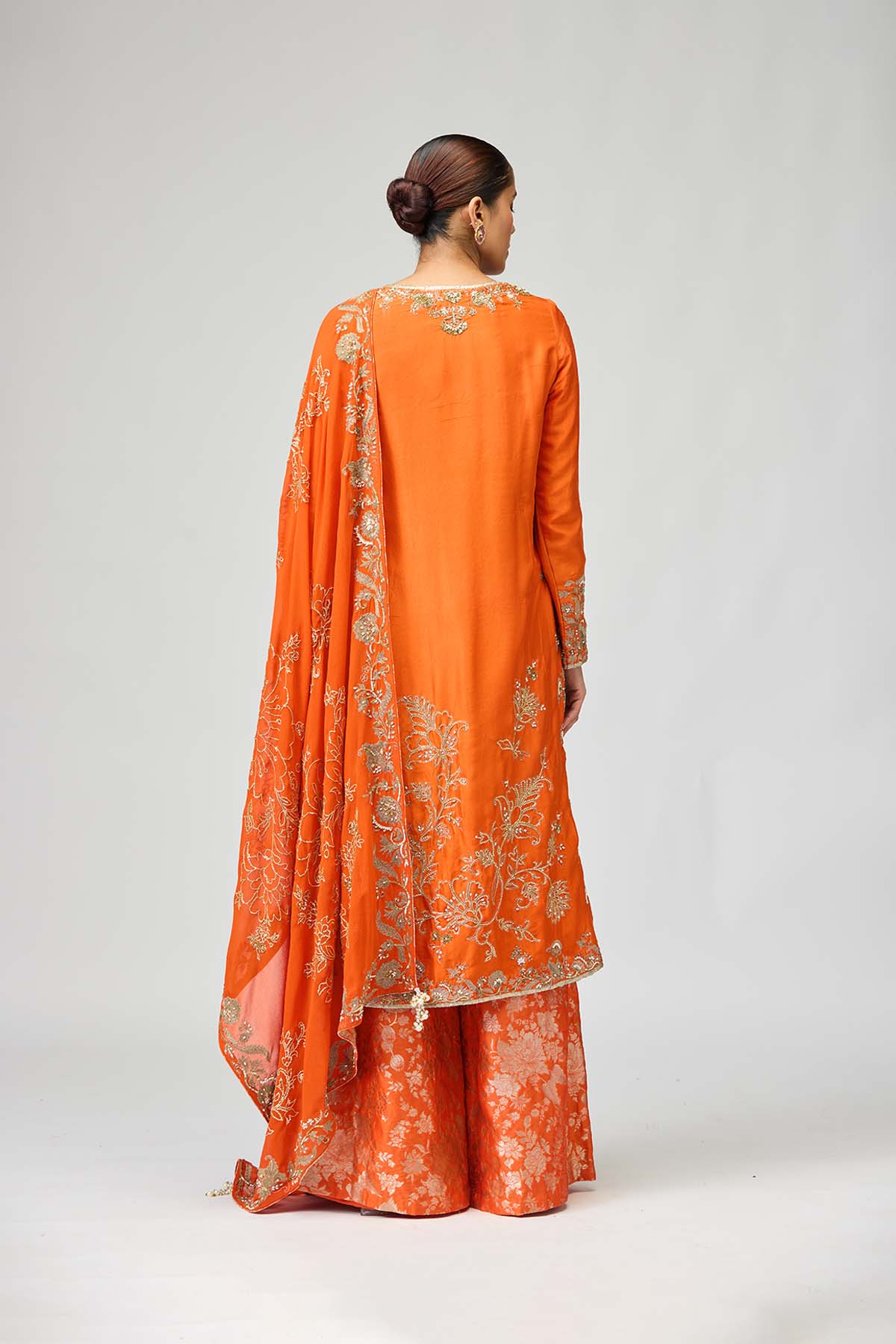 Tangerine Embroidered Kurta Set
