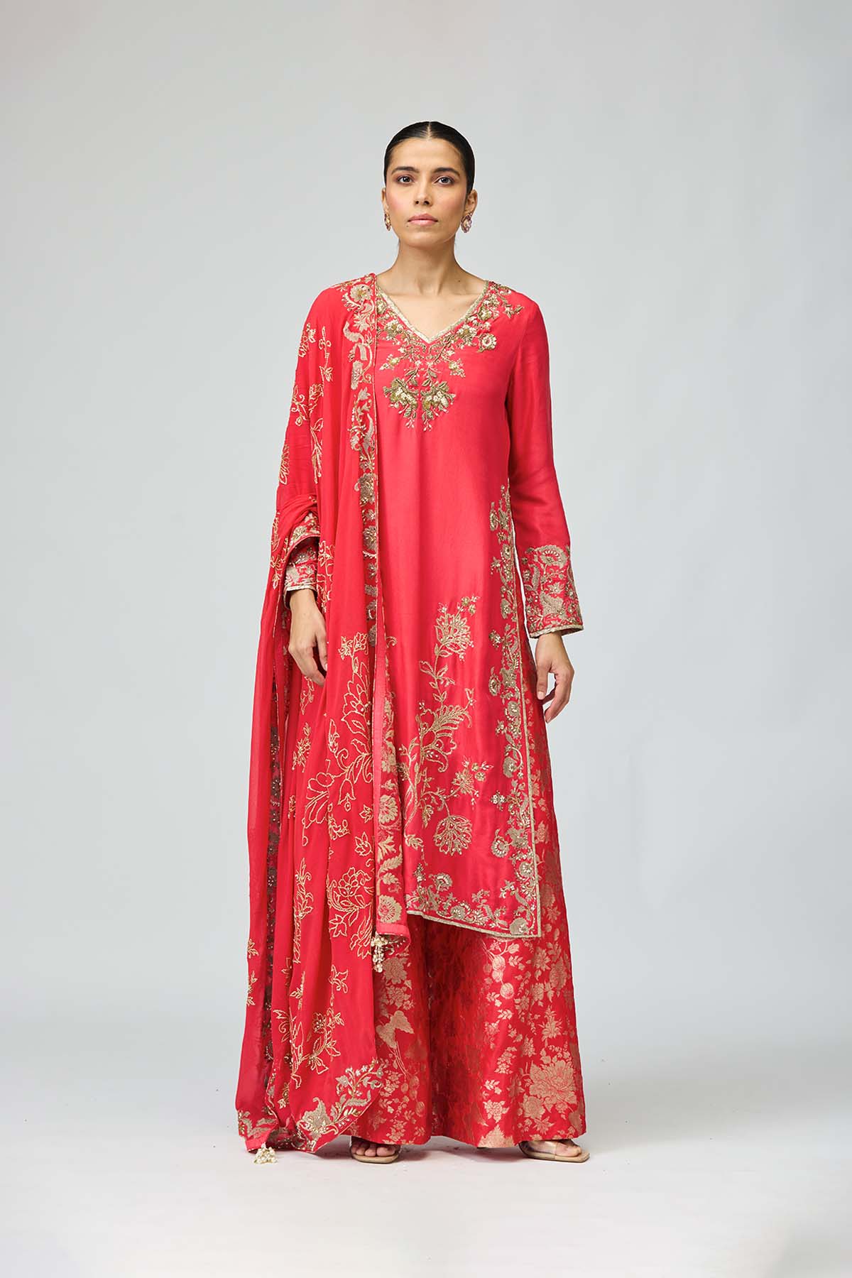 Coral Bloom Kurta Set
