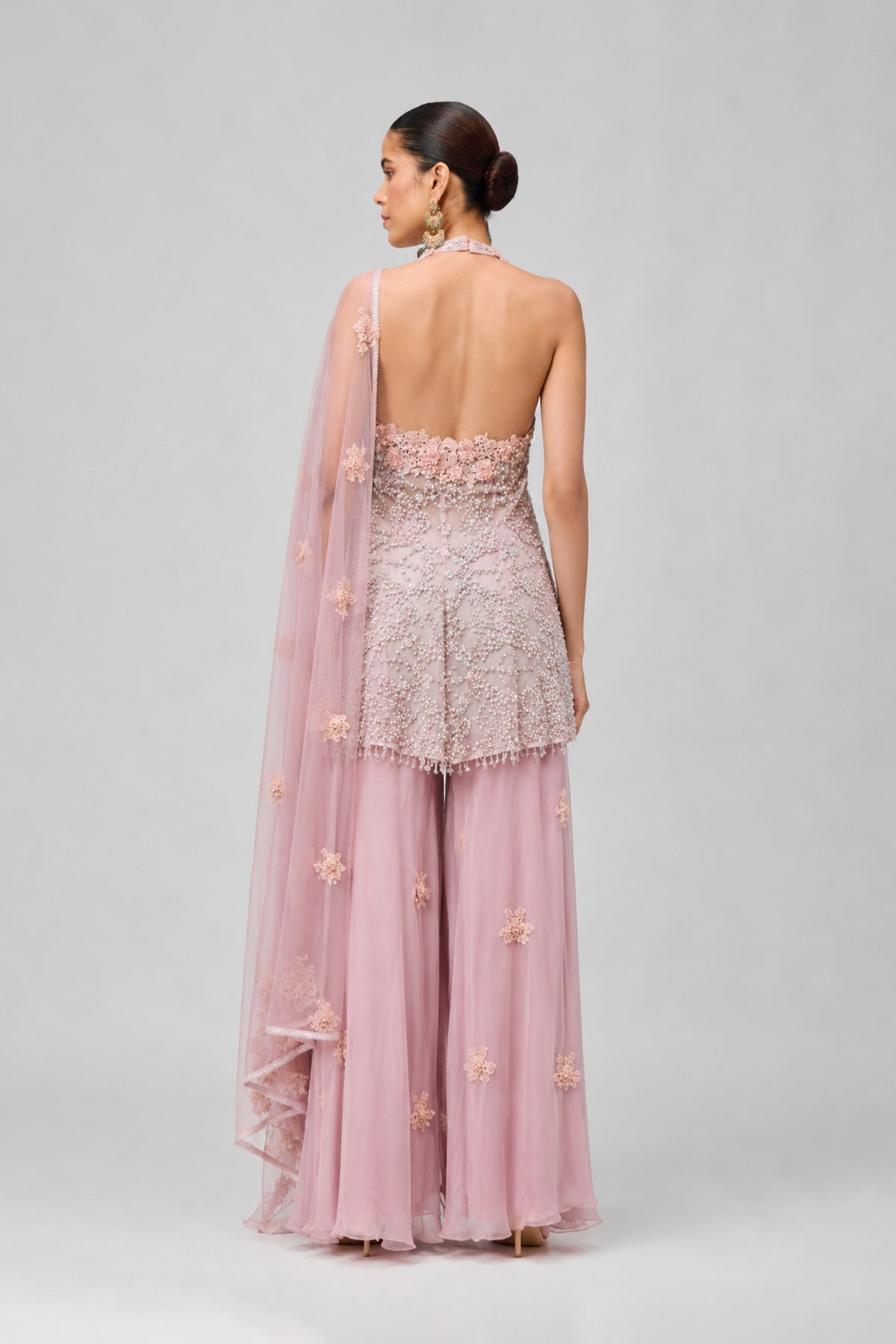 Blush Pink Embroidered Sharara Set