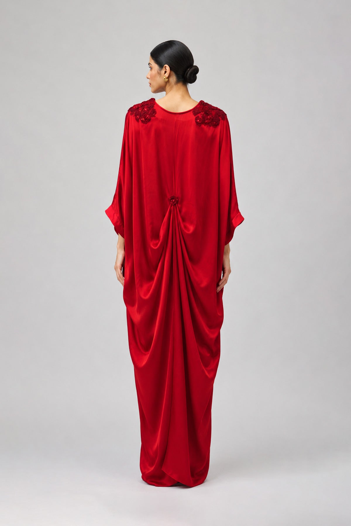 Crimson Draped Kaftan