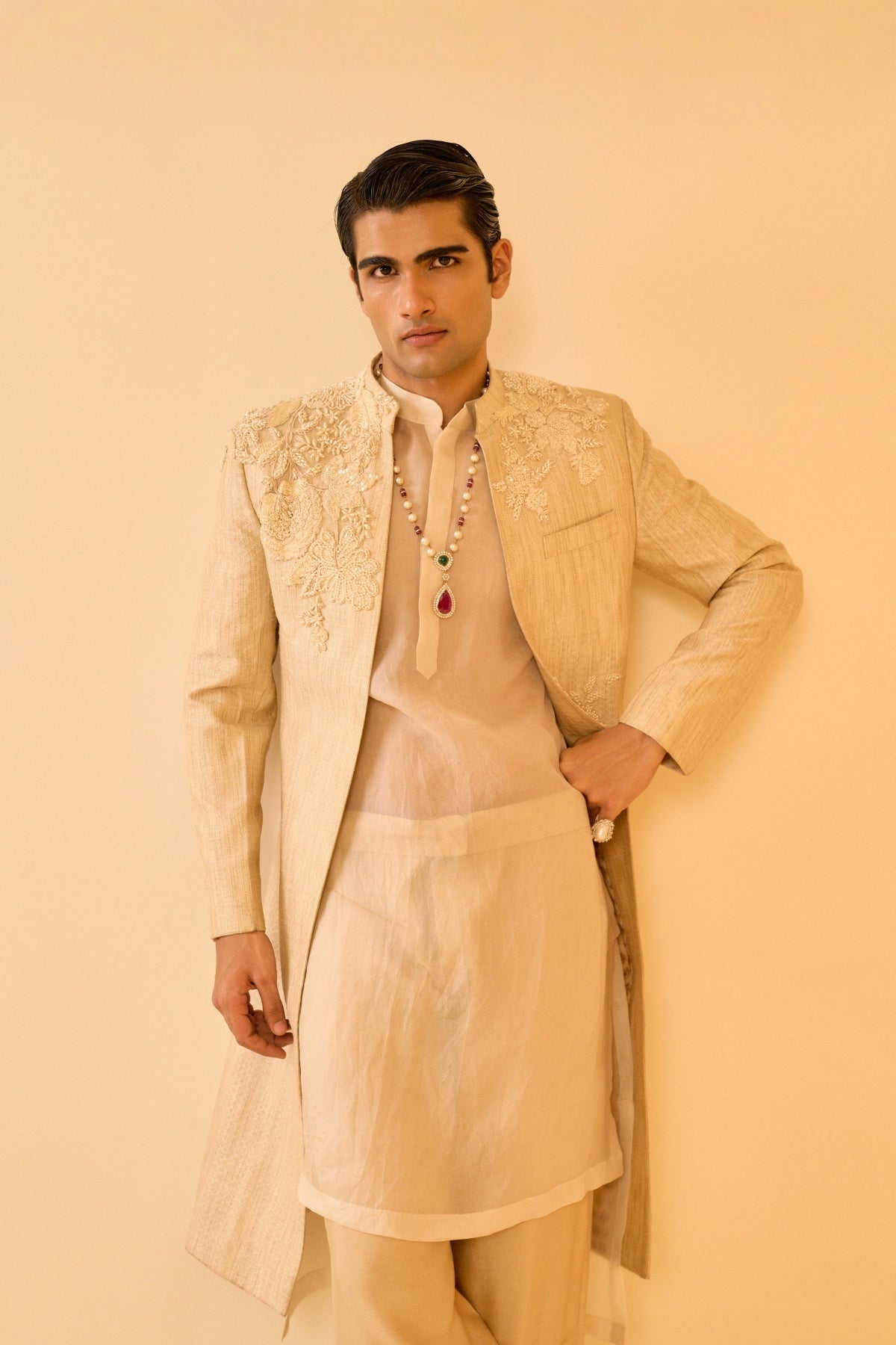Ivory Opus Open Sherwani SET