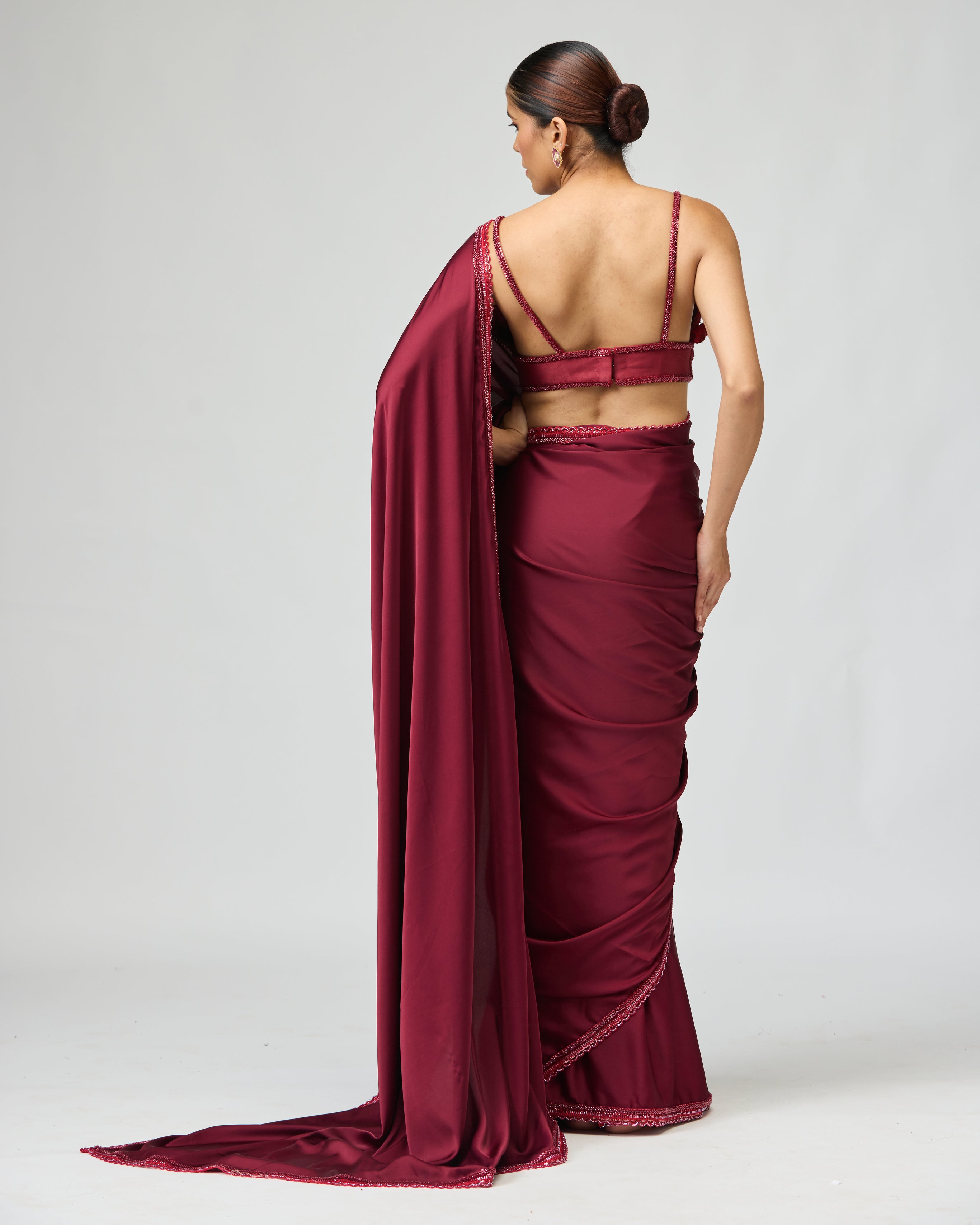 GLOSSY ORGANZA SAREE SET