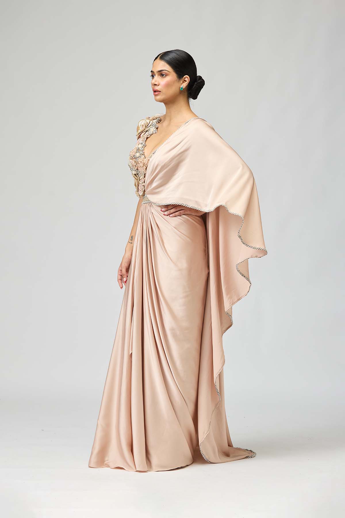 Blush Draped Saree Set
