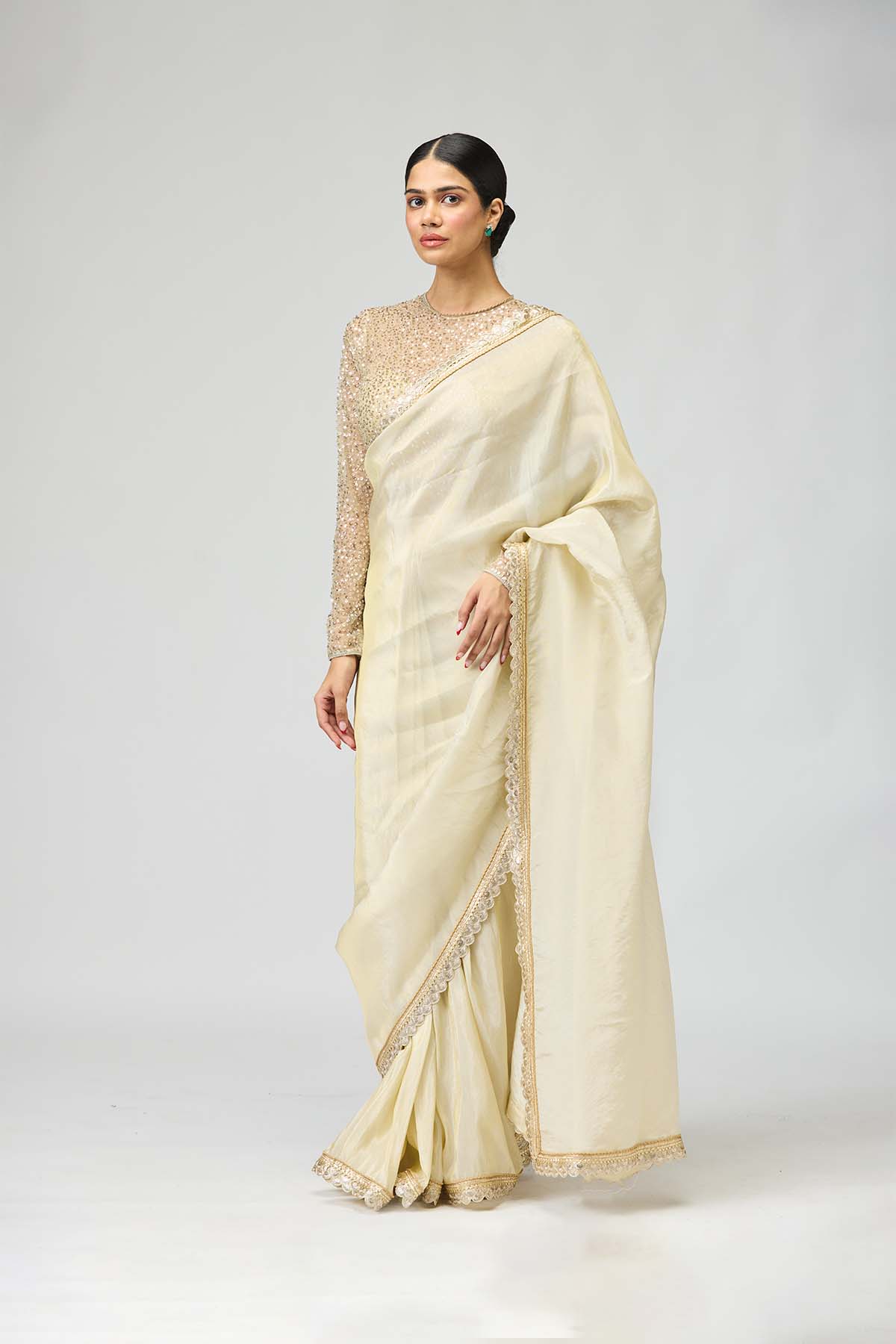Ivory Shimmer Saree Set