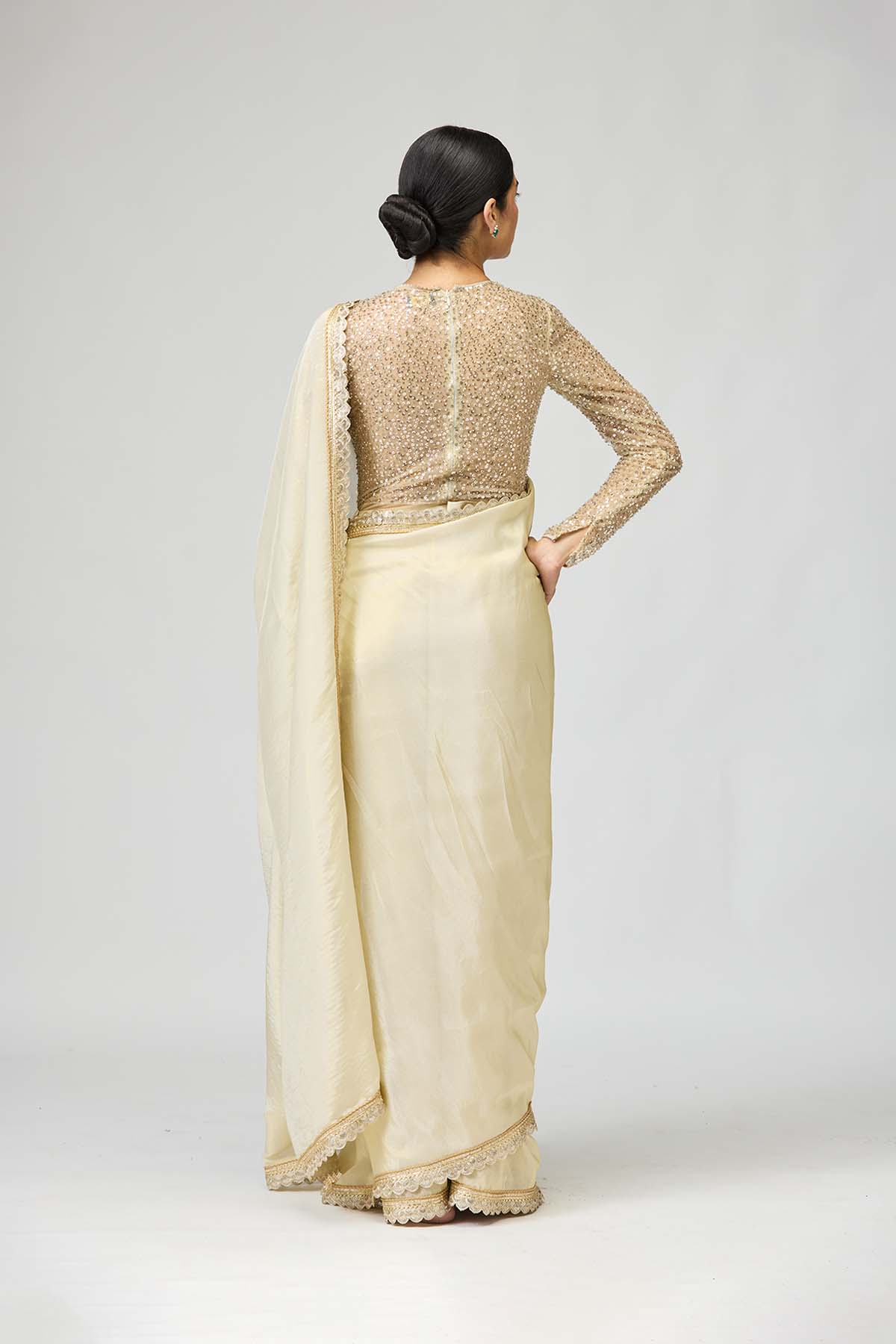 Ivory Shimmer Saree Set