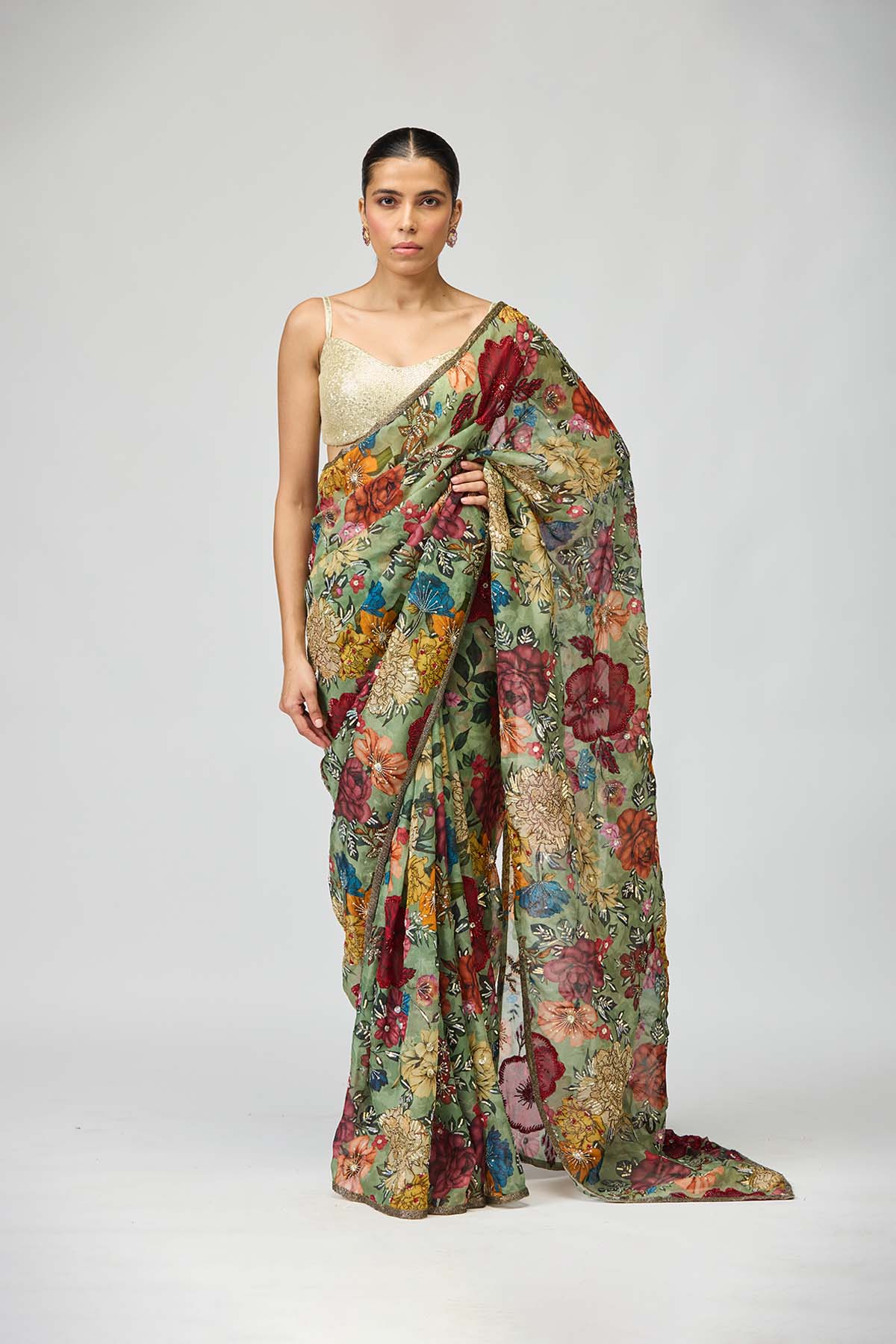 Botanical Bloom Saree Set