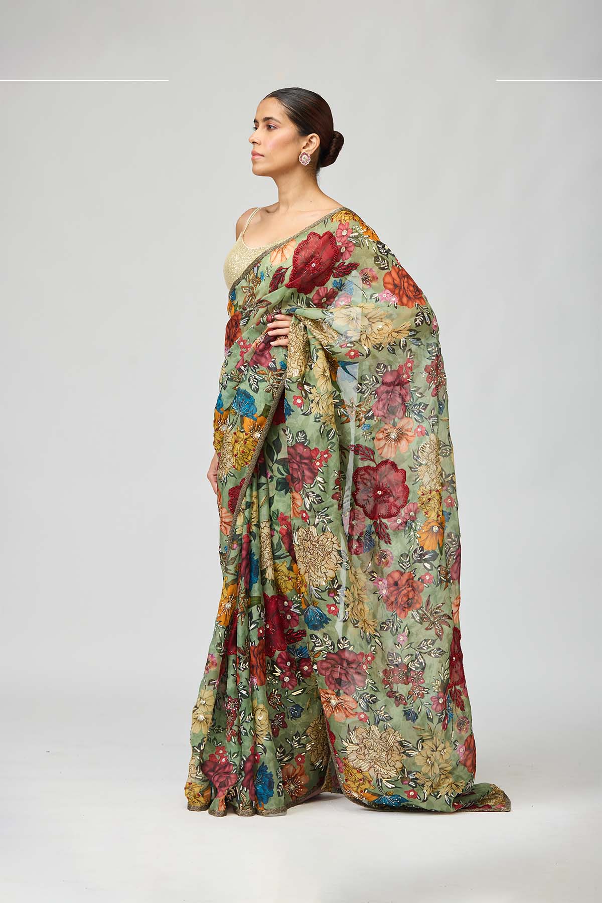 Botanical Bloom Saree Set