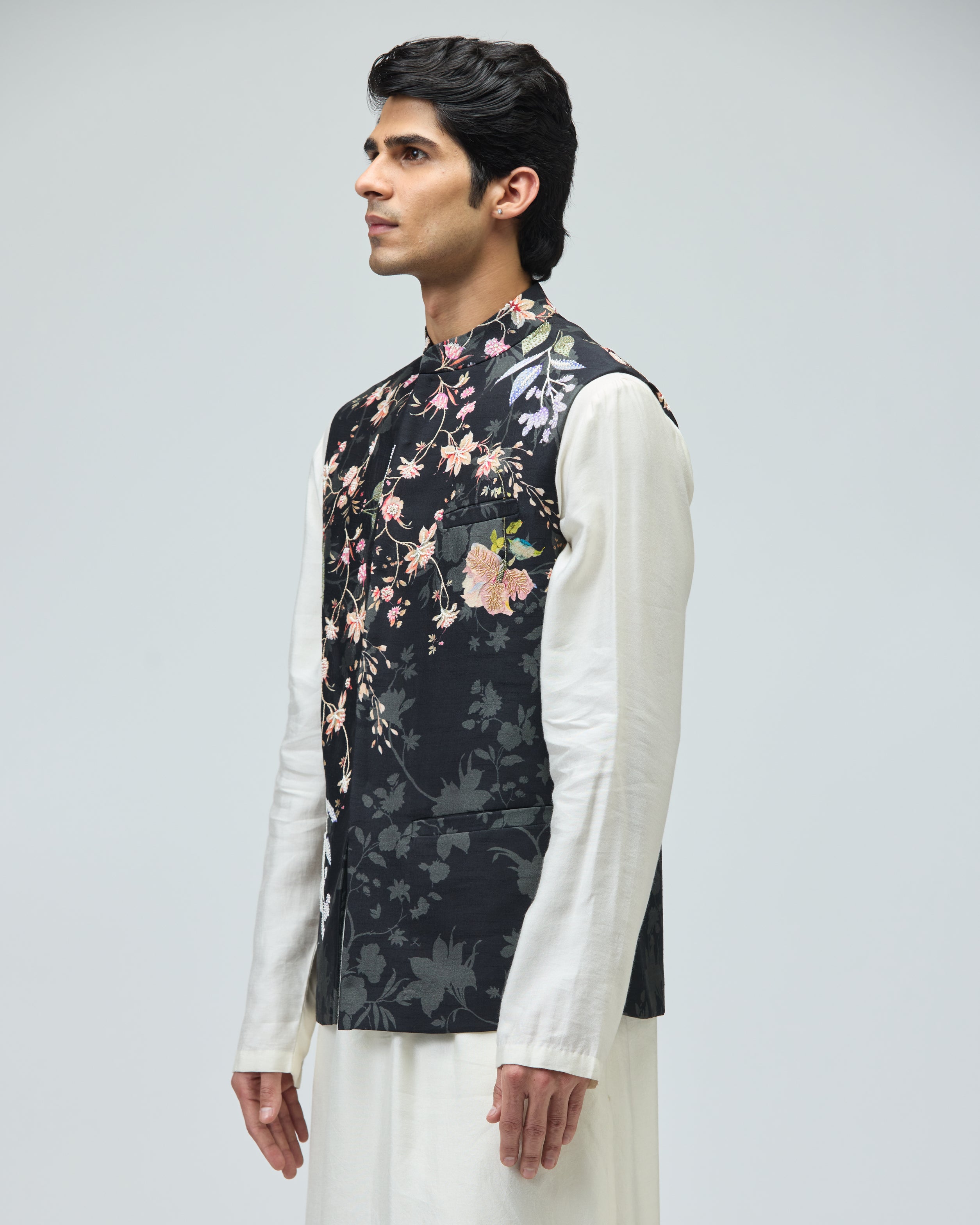 BLACK CHANDERI SILK BUNDI