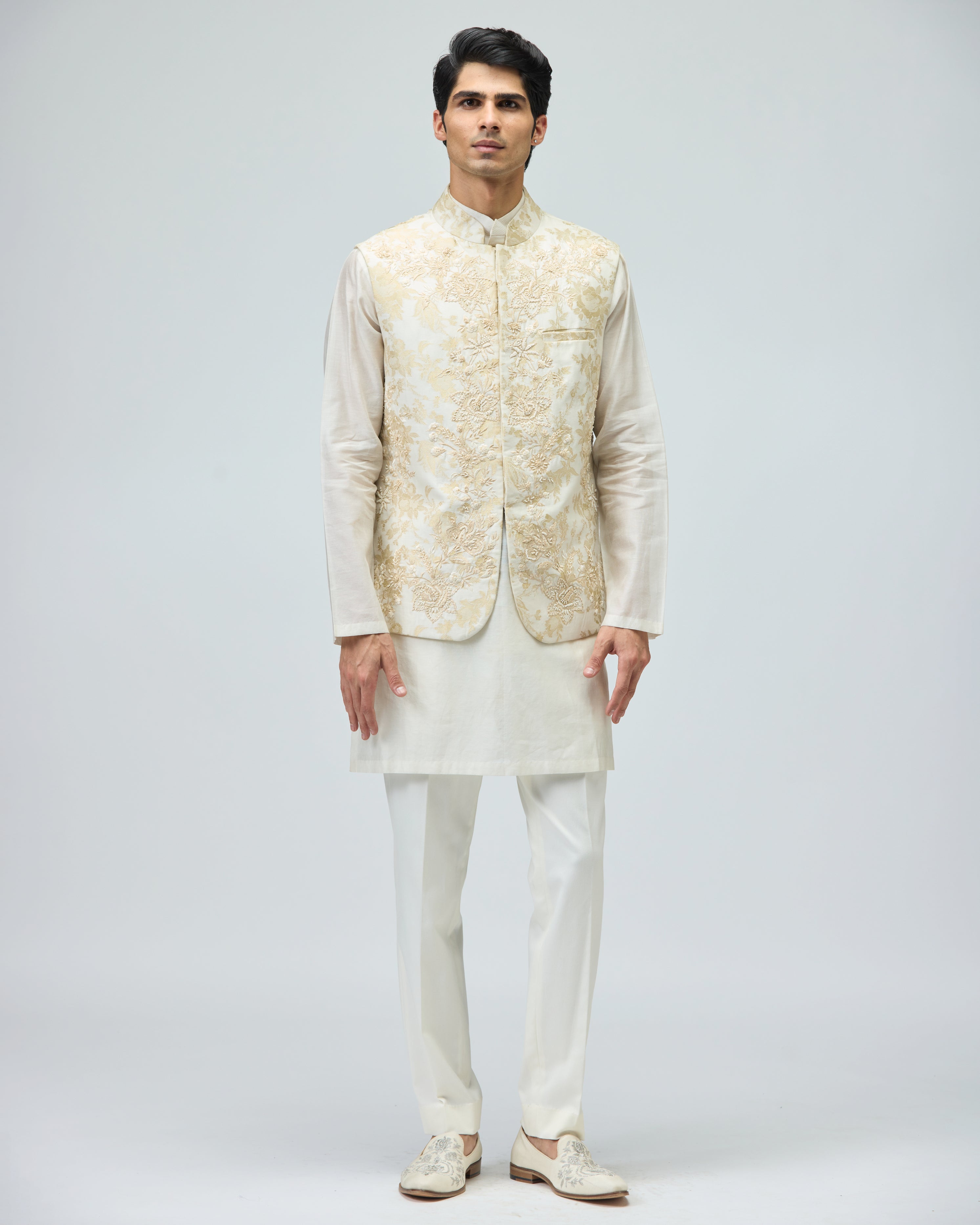IVORY BROCADE BUNDI