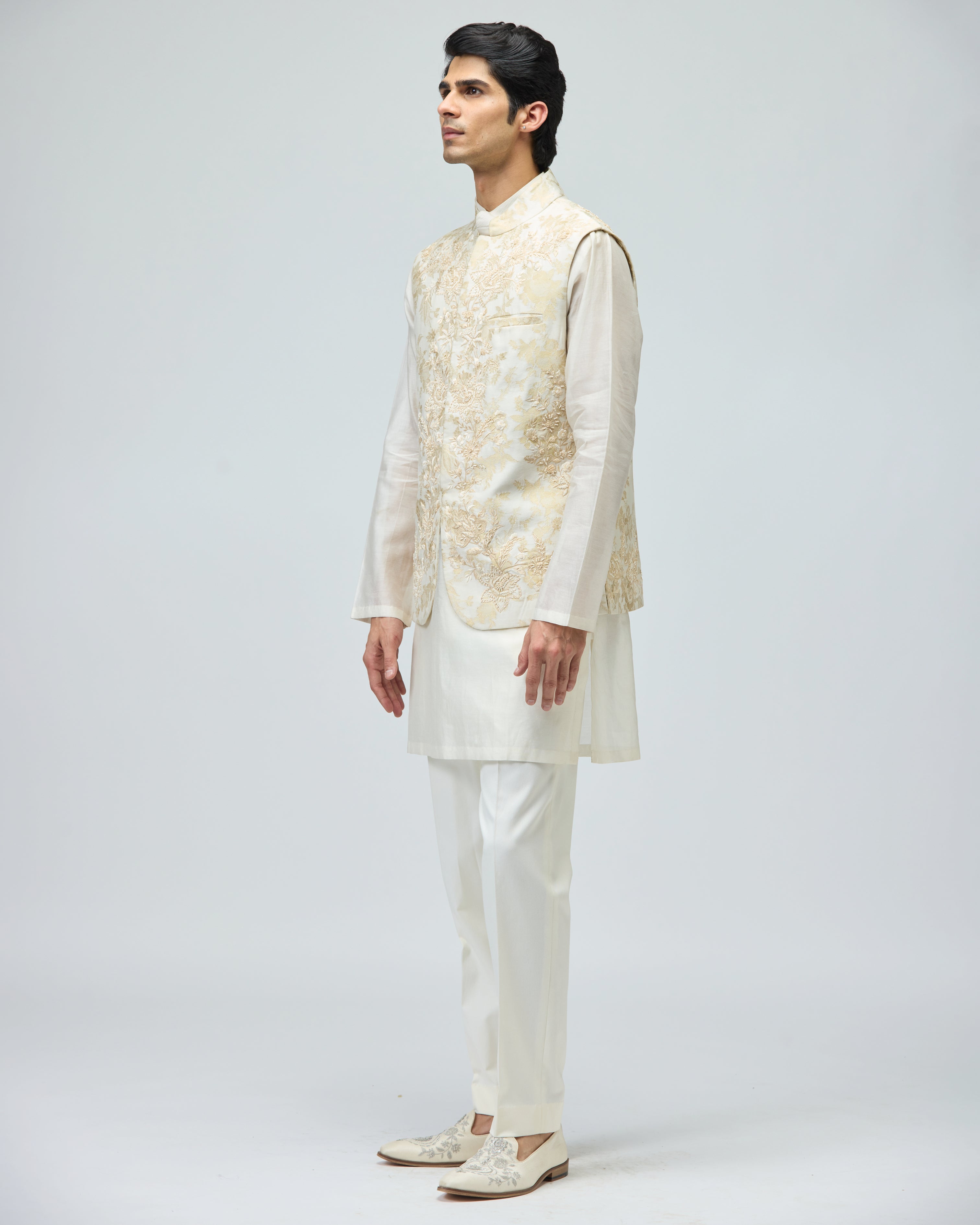 IVORY BROCADE BUNDI