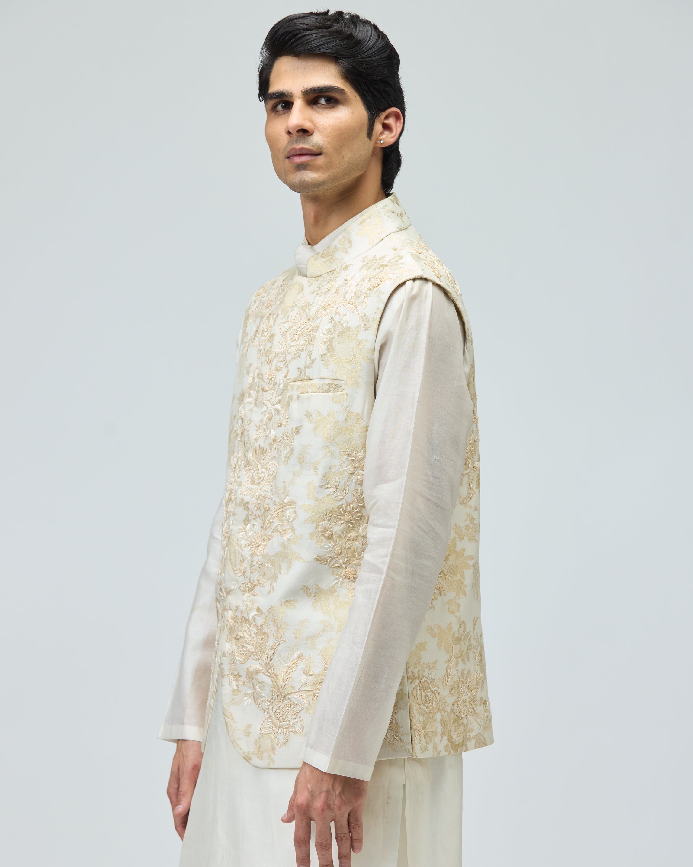 IVORY BROCADE BUNDI