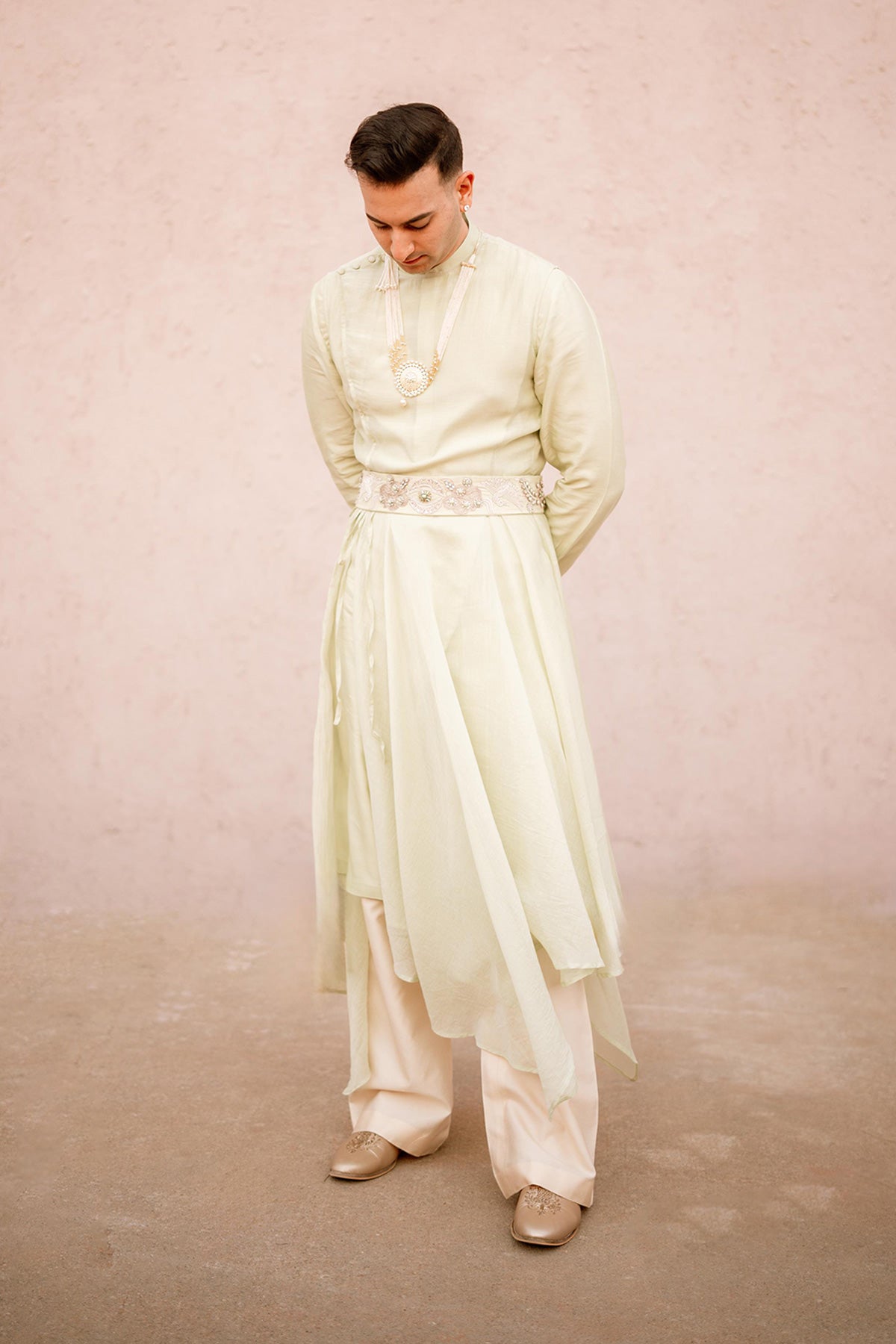 Risabh Sharma Pastel Angrakha kurta