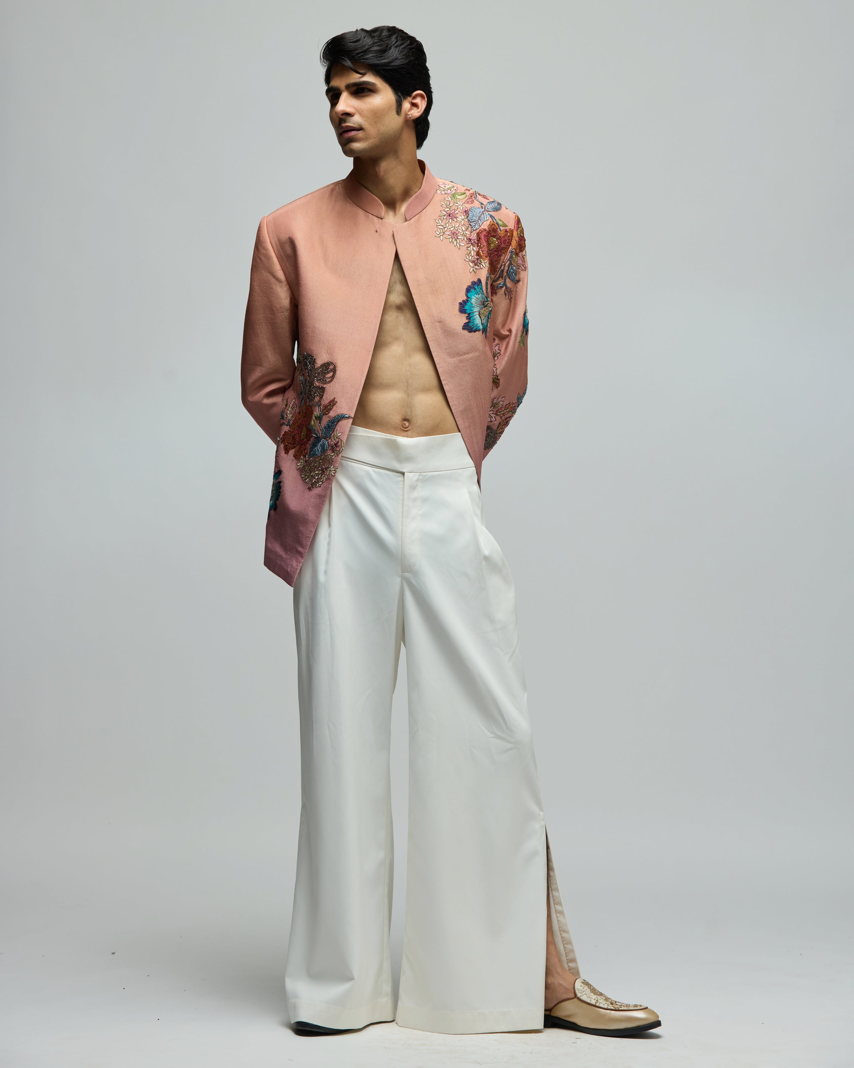 PINK VISCOSE TISSUE BANDHGALA