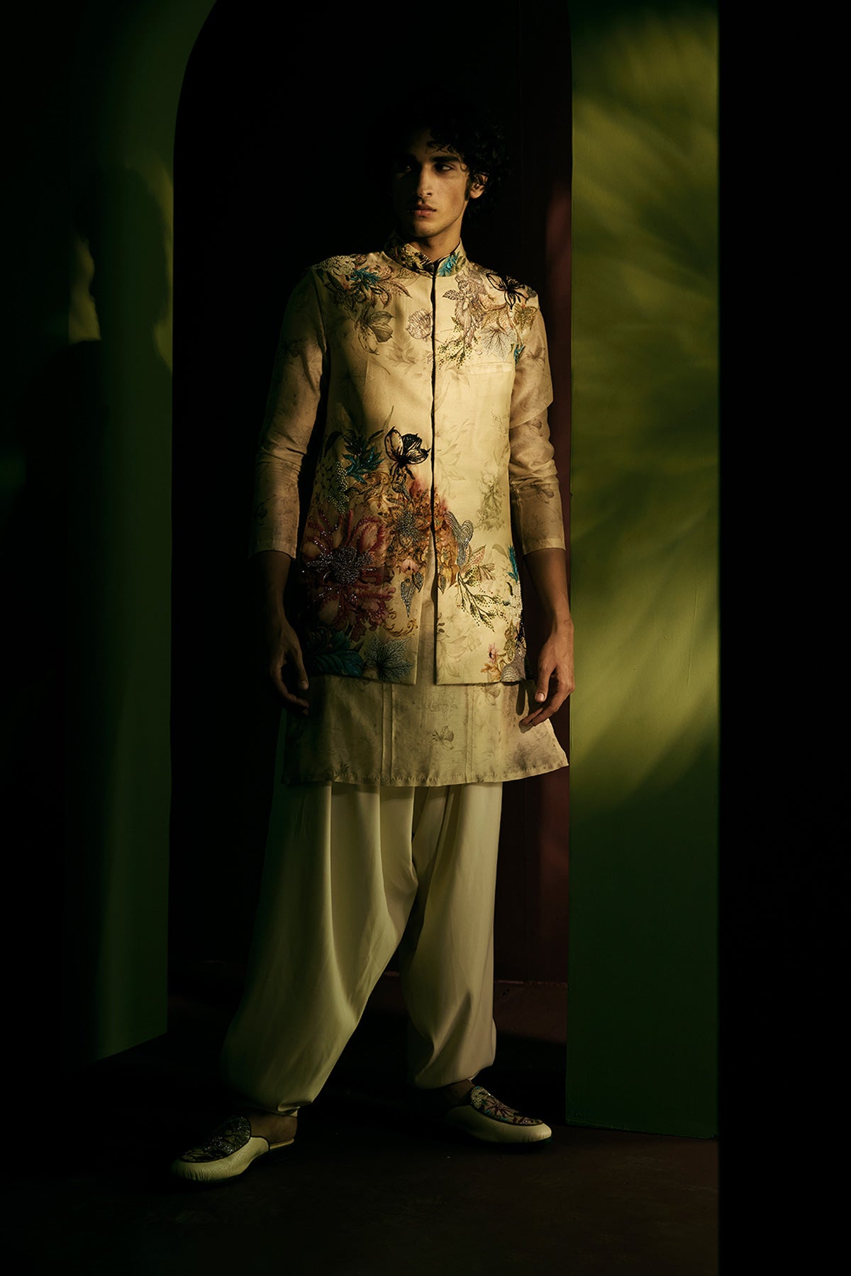 Beige Multicolor Printed Bundi