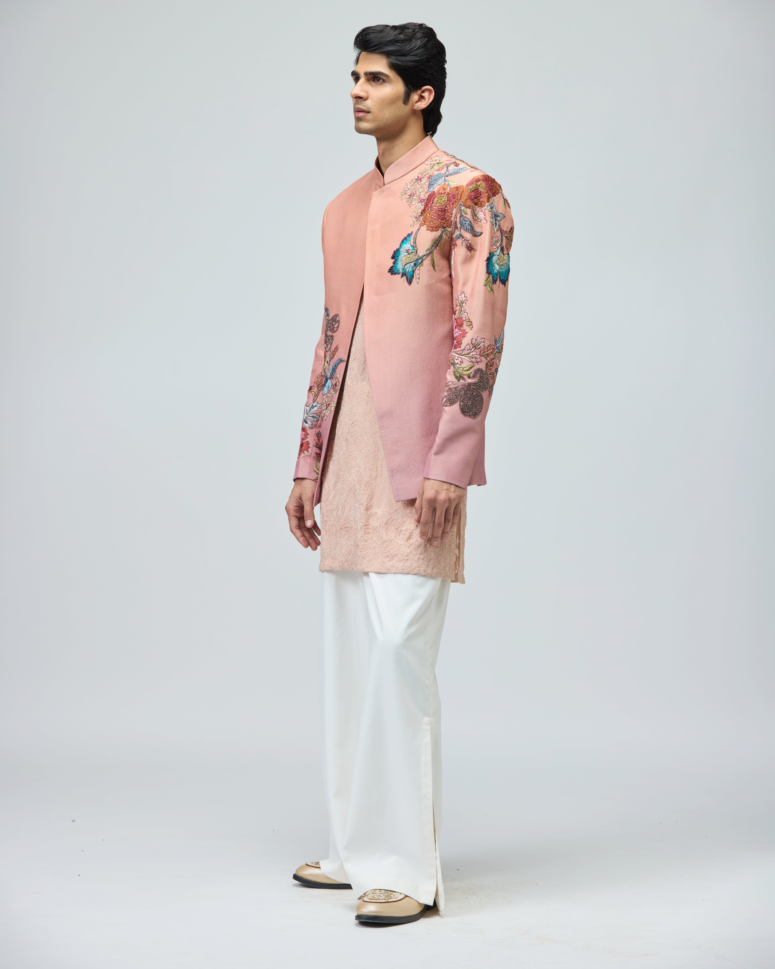 PINK VISCOSE TISSUE BANDHGALA