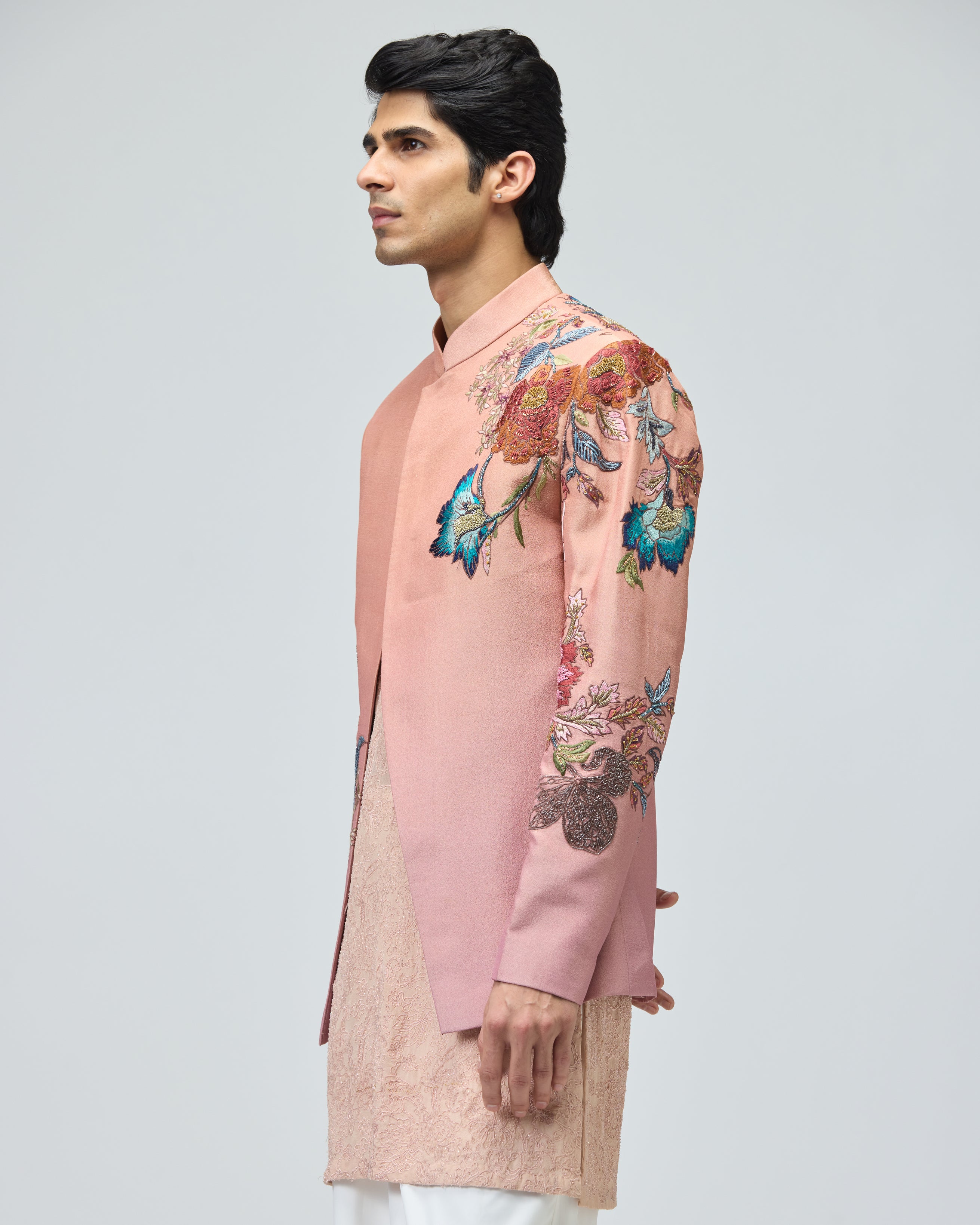 PINK VISCOSE TISSUE BANDHGALA