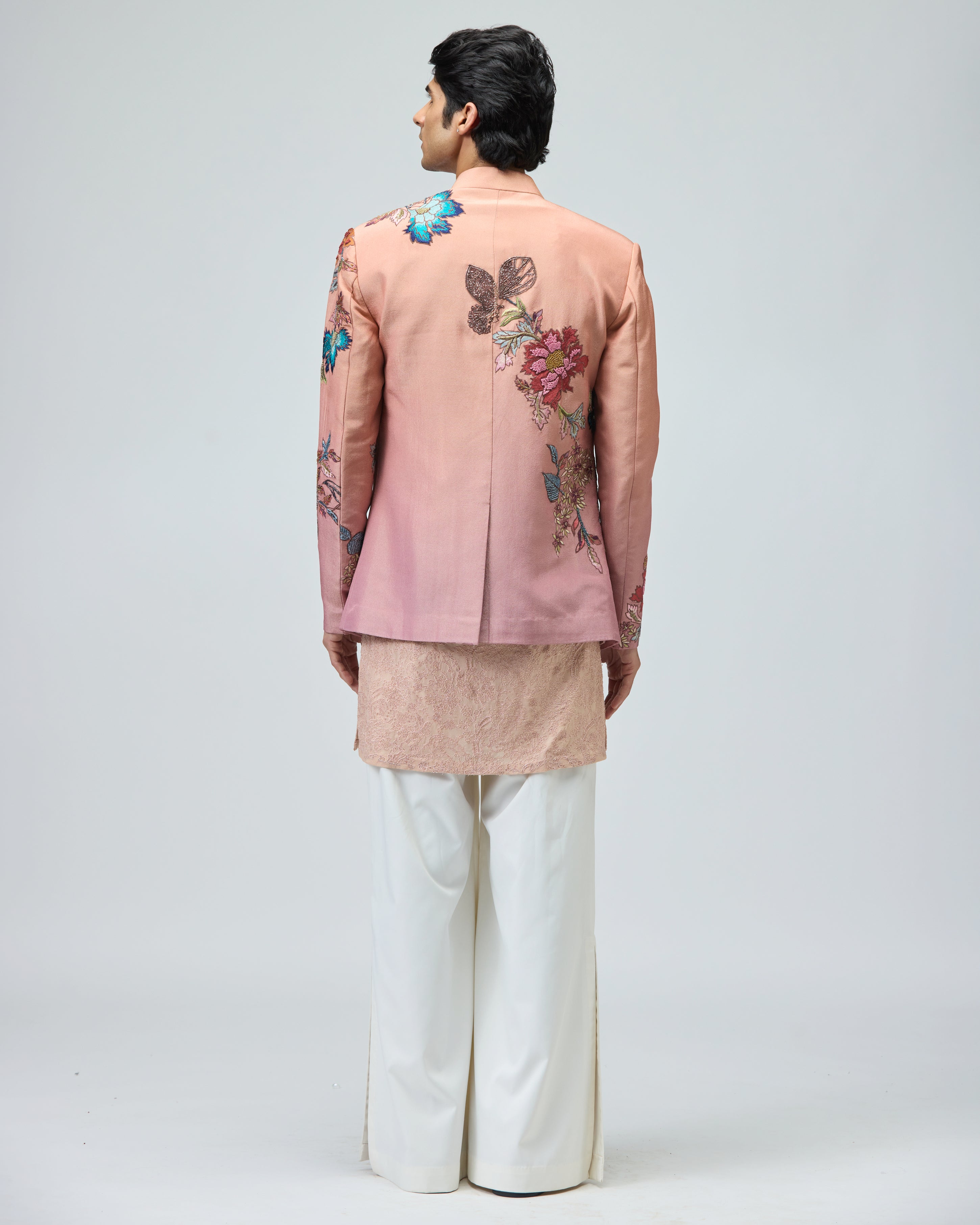 PINK VISCOSE TISSUE BANDHGALA