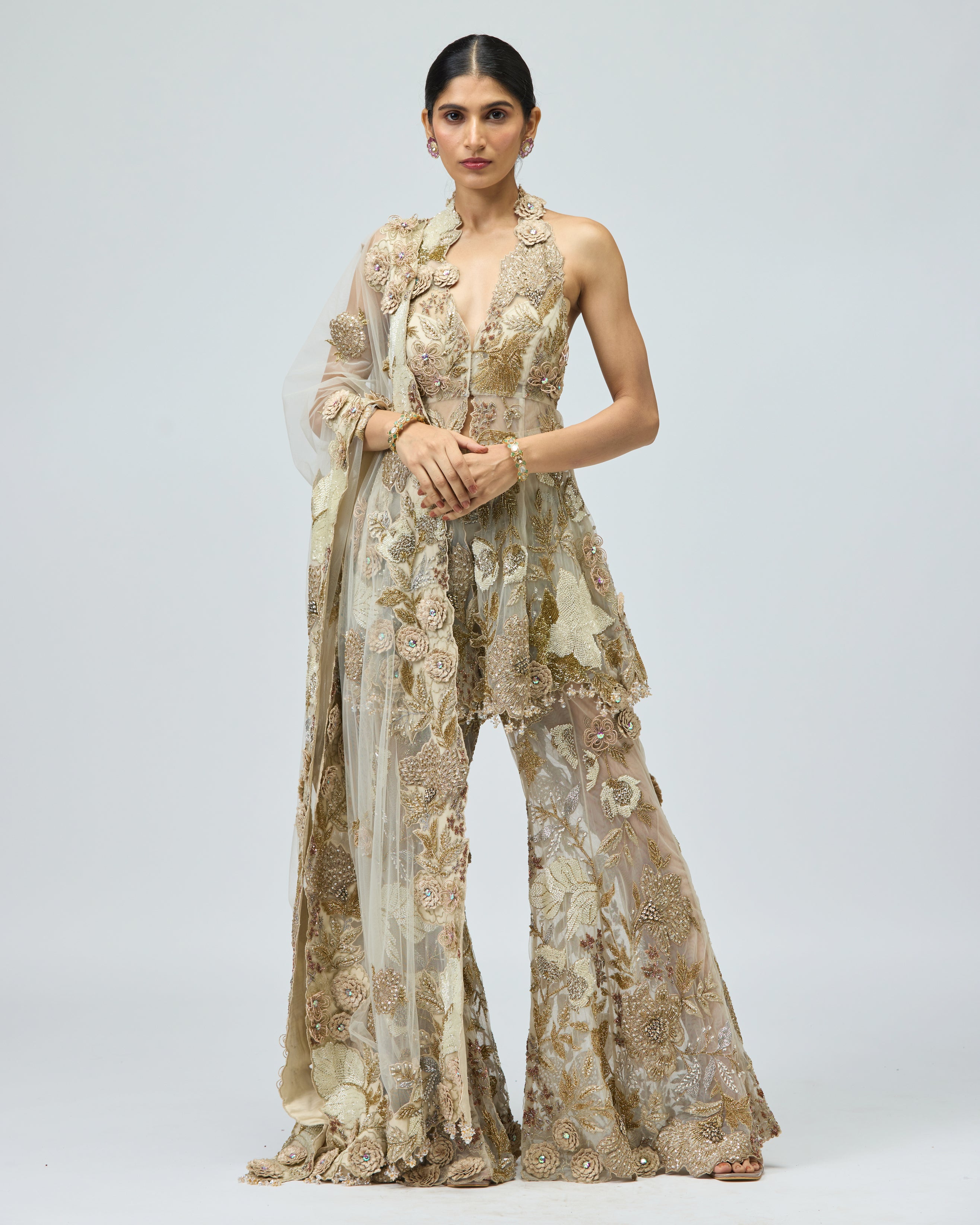 GOLD PATCHWORK SHARARA SET