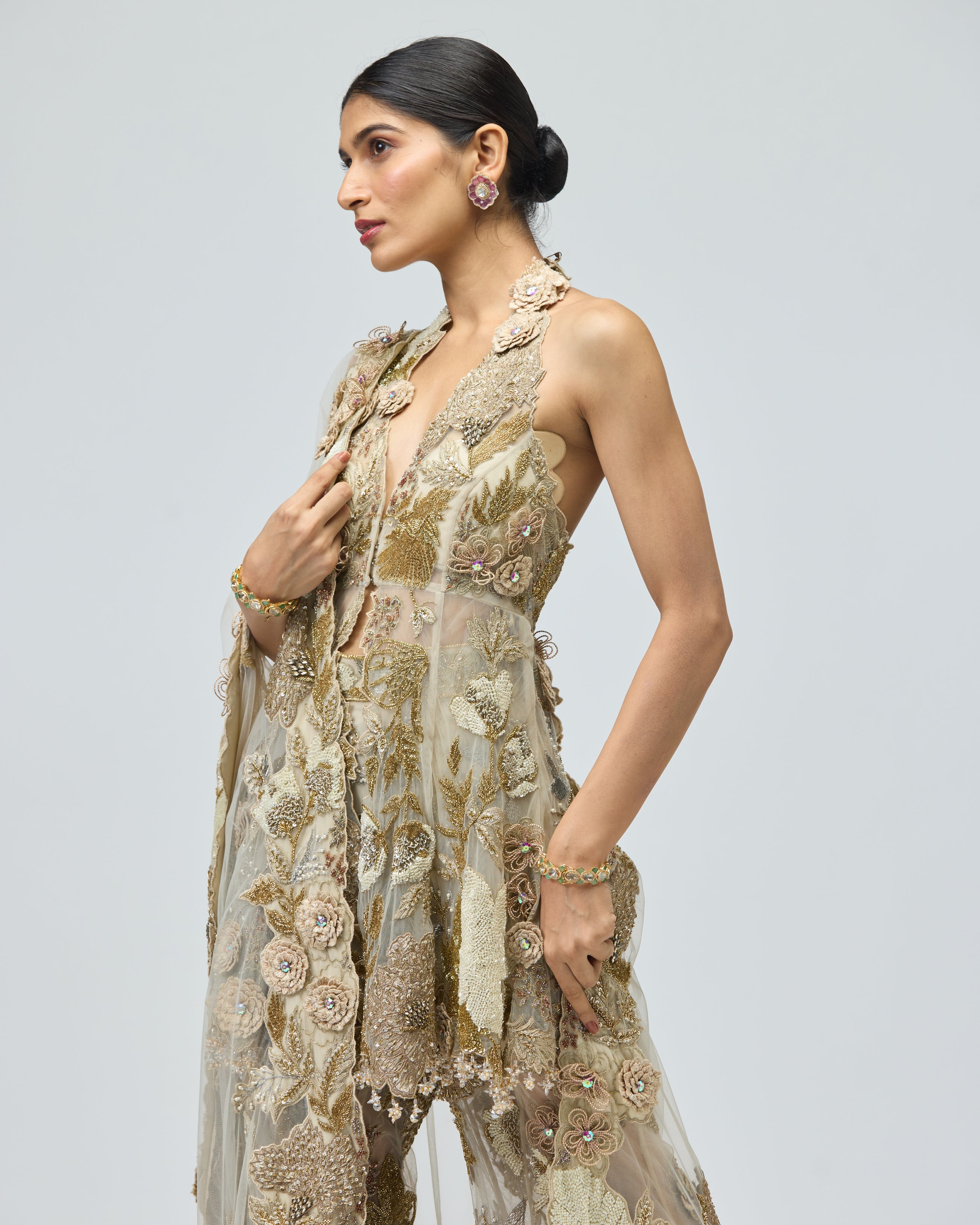 GOLD PATCHWORK SHARARA SET