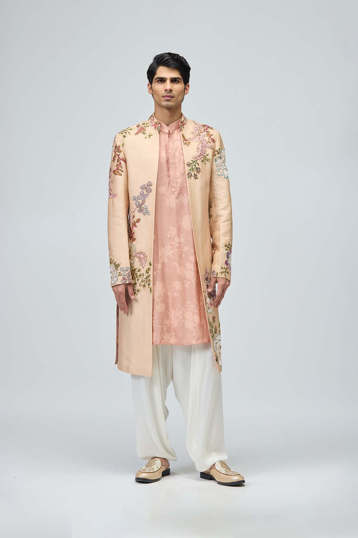 Blush Floral Sherwani Set