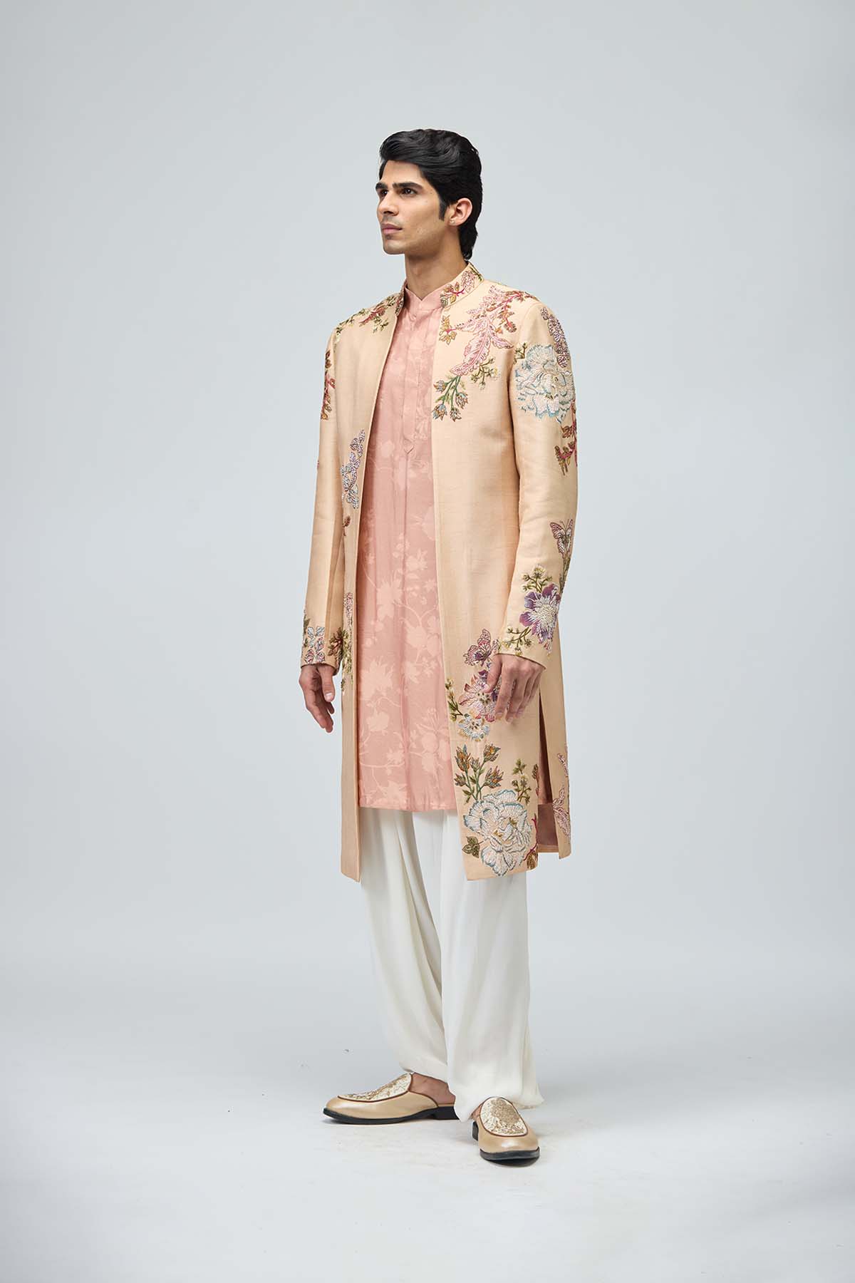 Blush Floral Sherwani Set