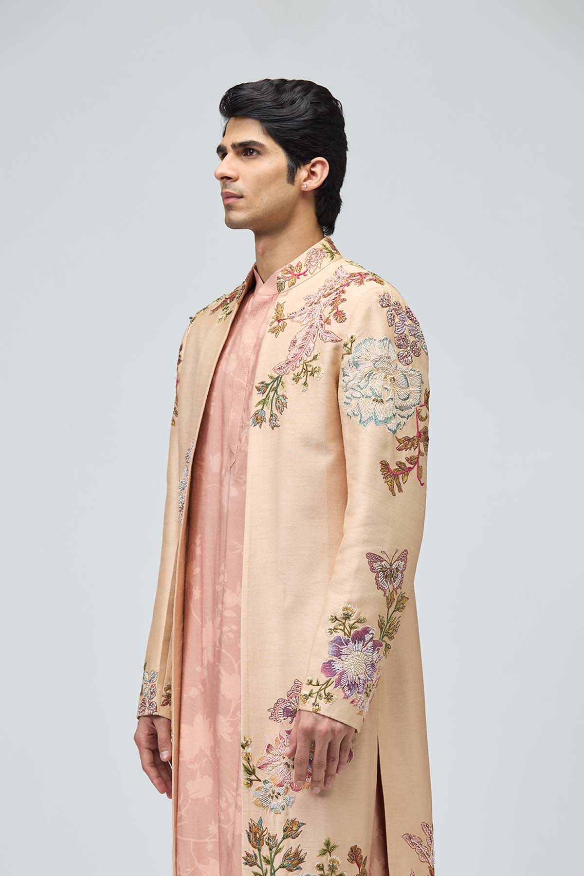 Blush Floral Sherwani Set
