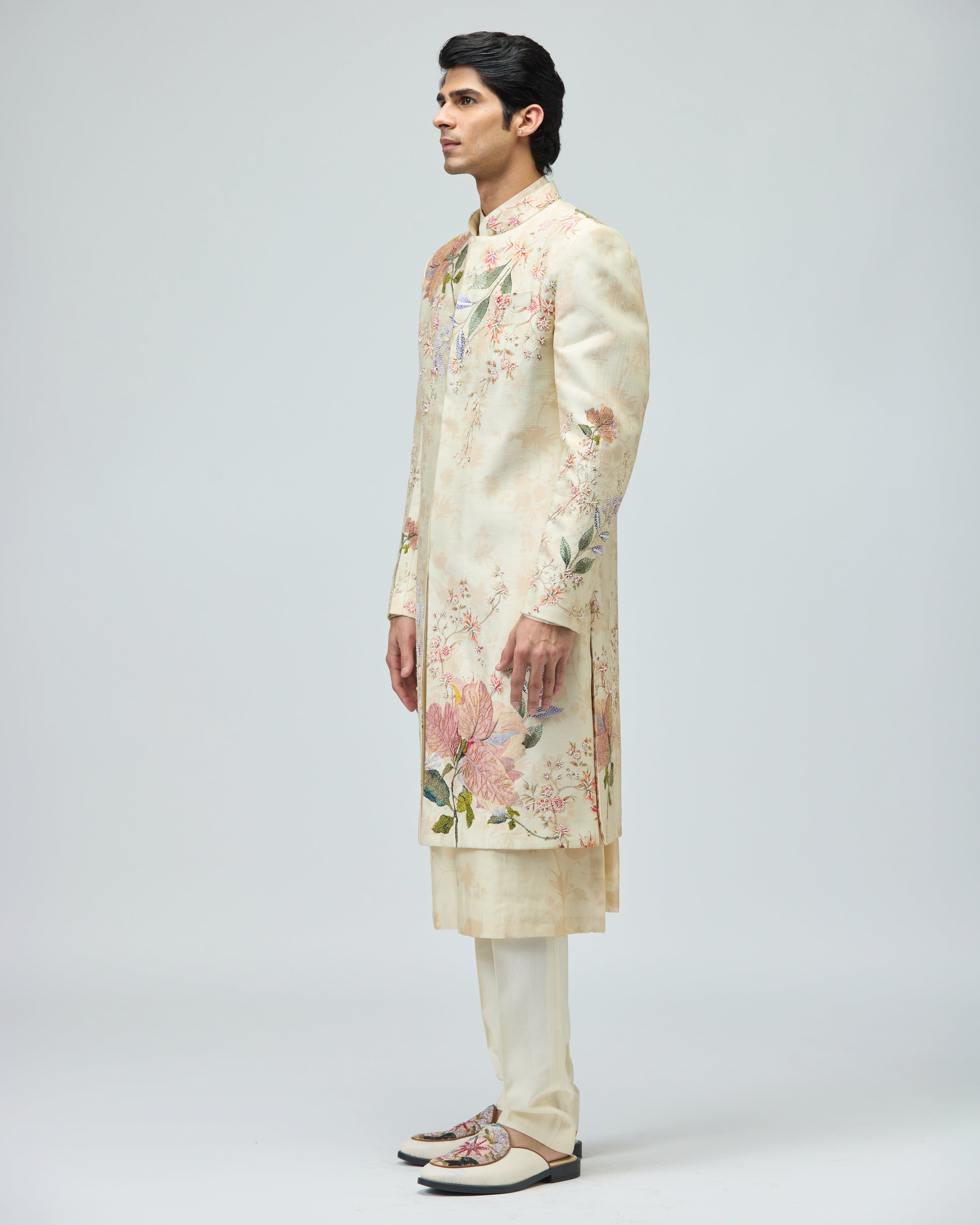 BEIGE SHERWANI SET
