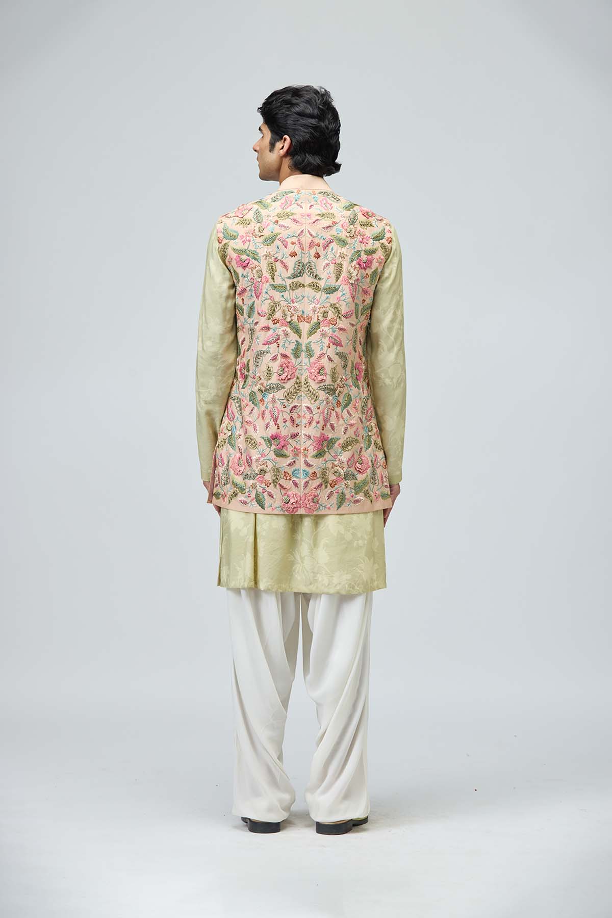Pastel Floral Bundi Kurta Set