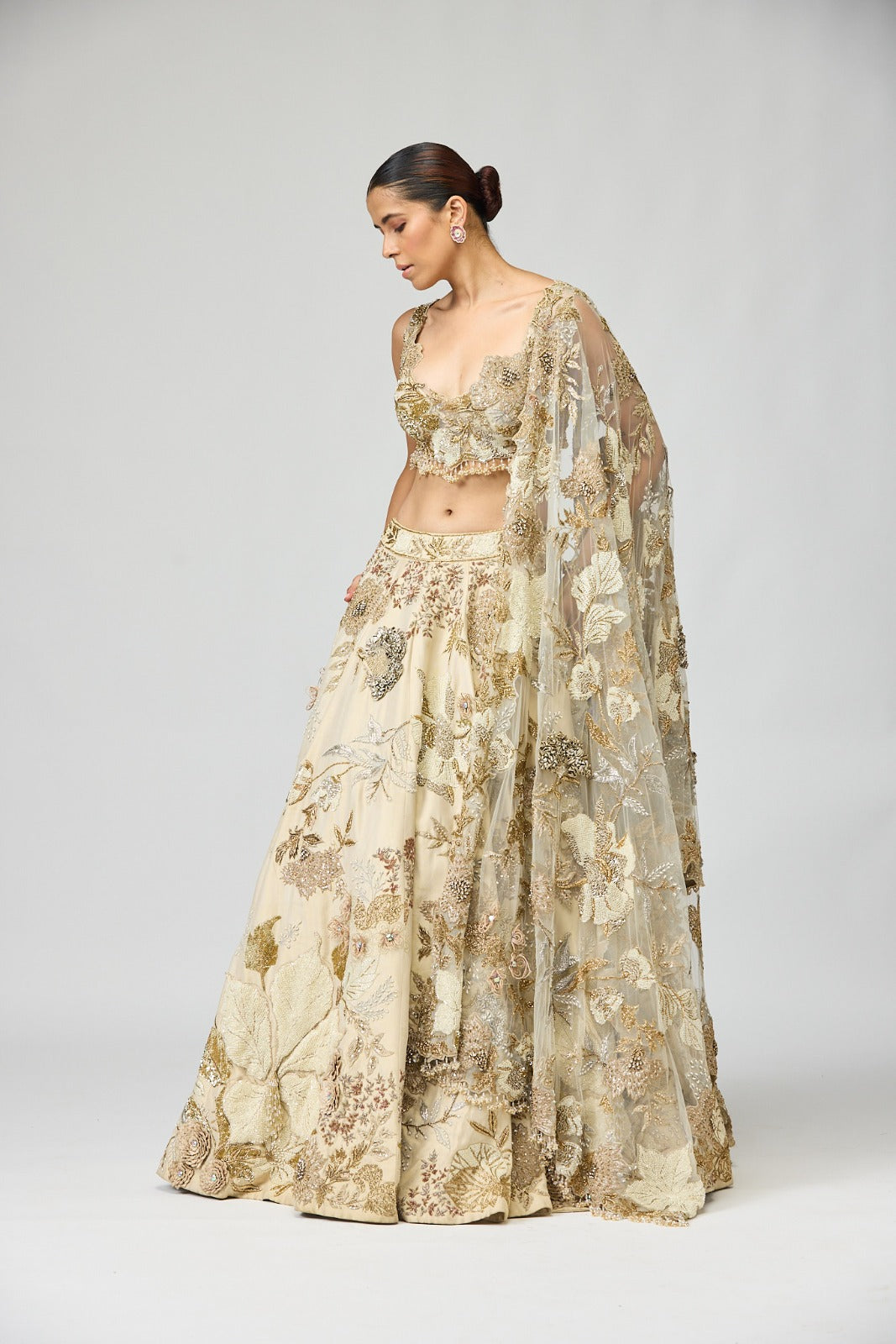 IVORY EMBELLISHED LEHENGA SET