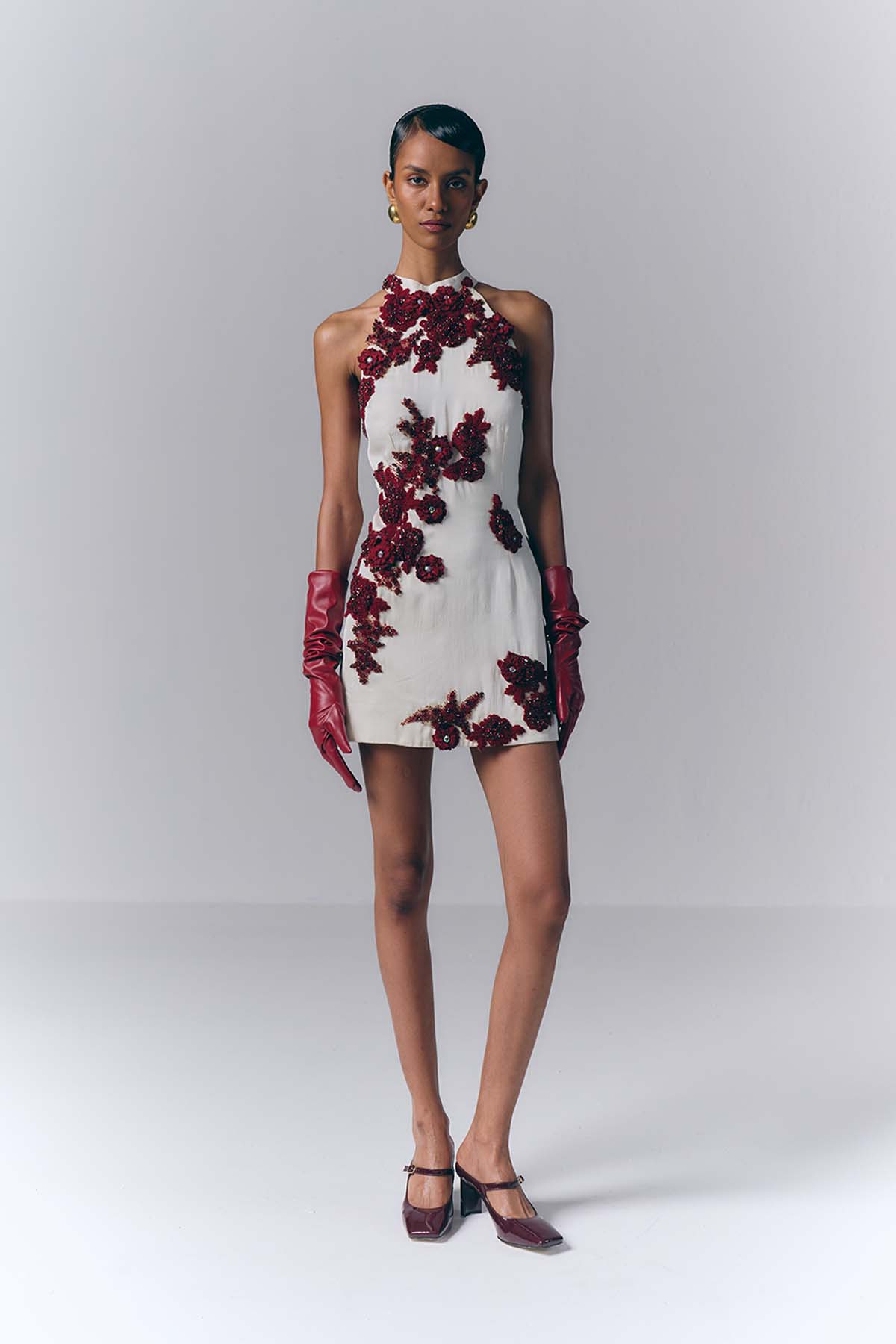 Crimson Bloom Mini Dress