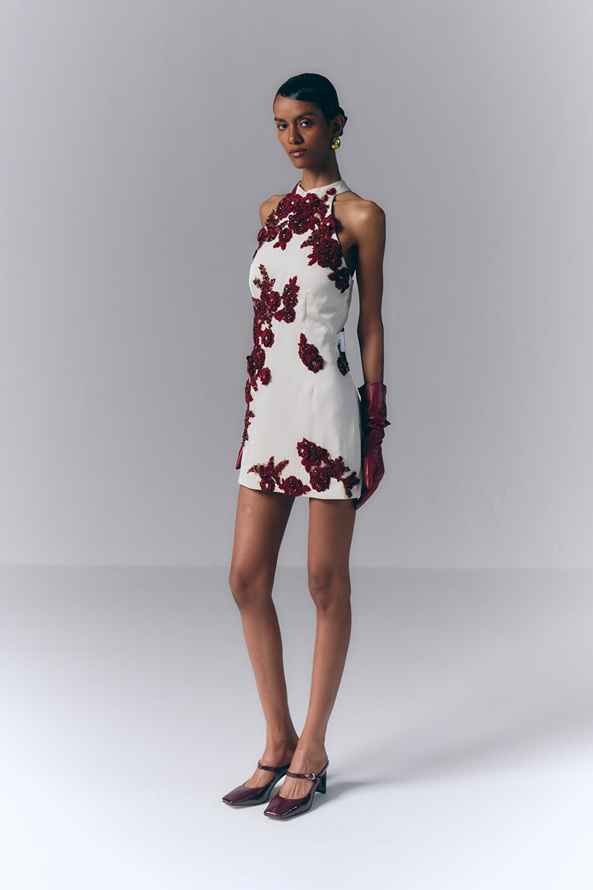 Crimson Bloom Mini Dress