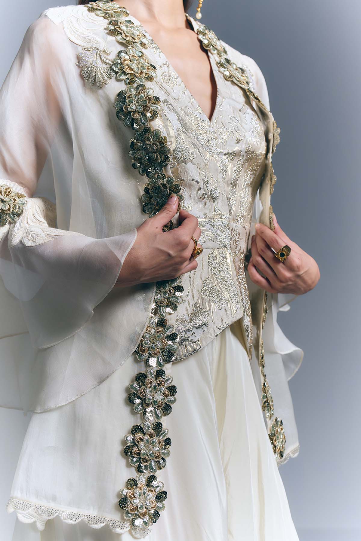 Ivory Bloom Cape Set