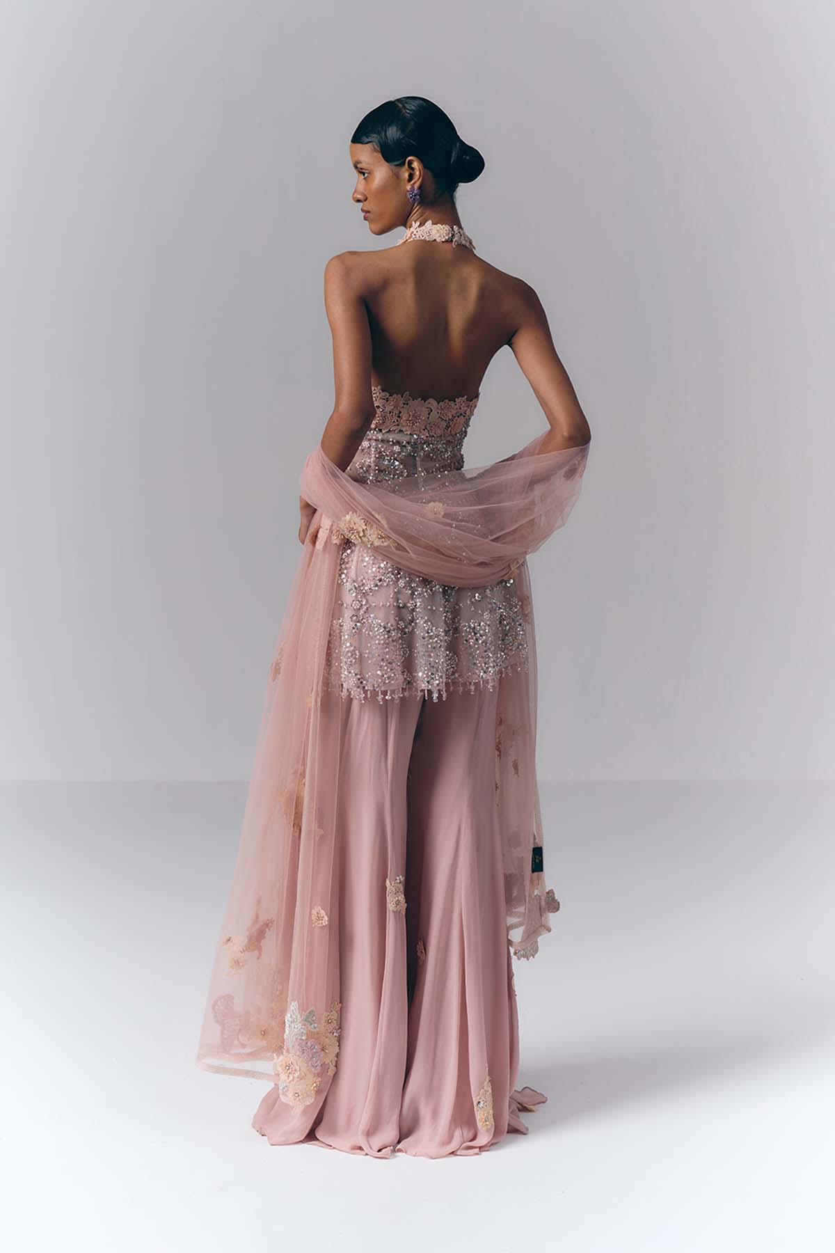 Blush Pink Embroidered Sharara Set