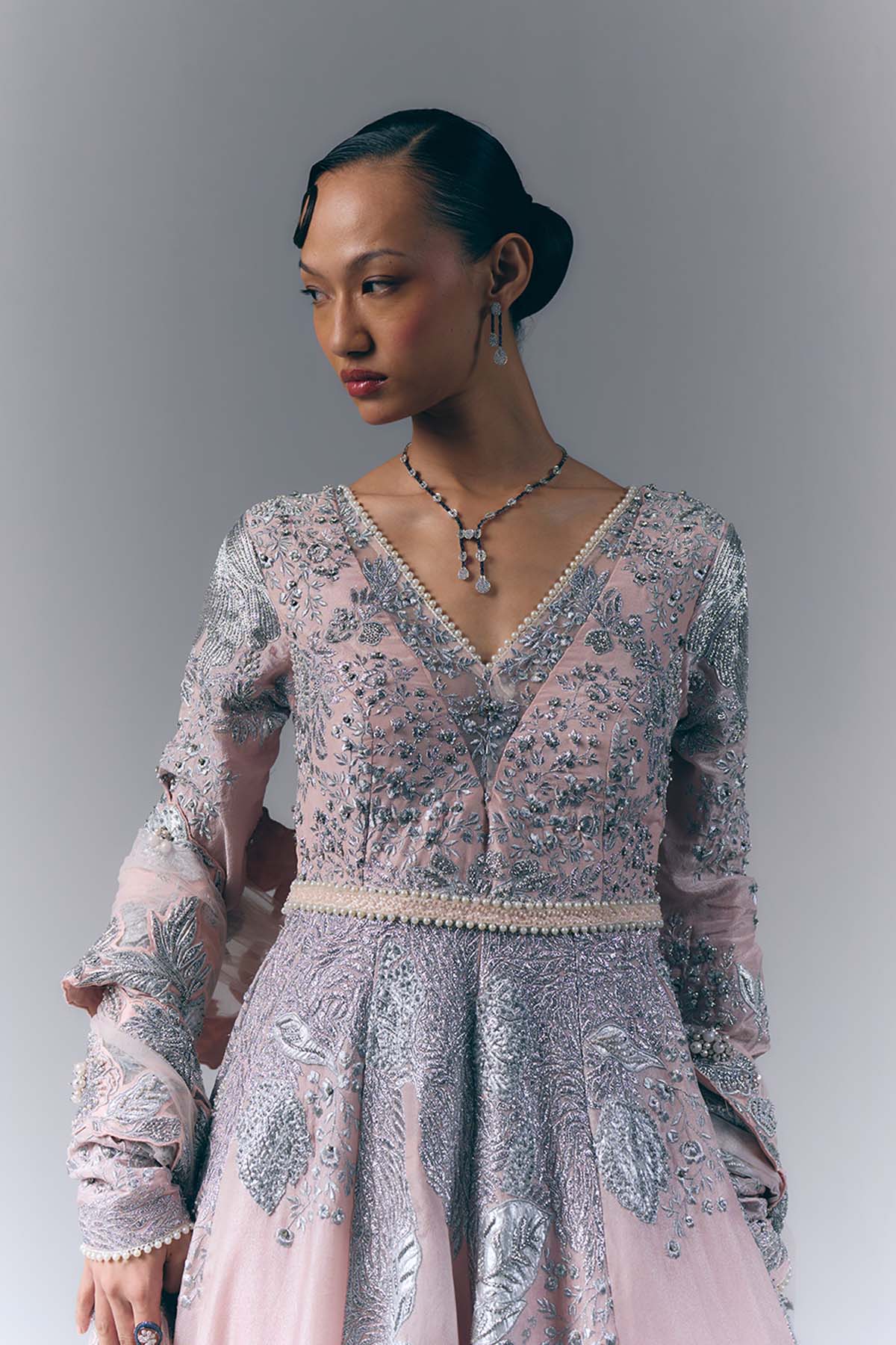 Pink Garden Anarkali Set
