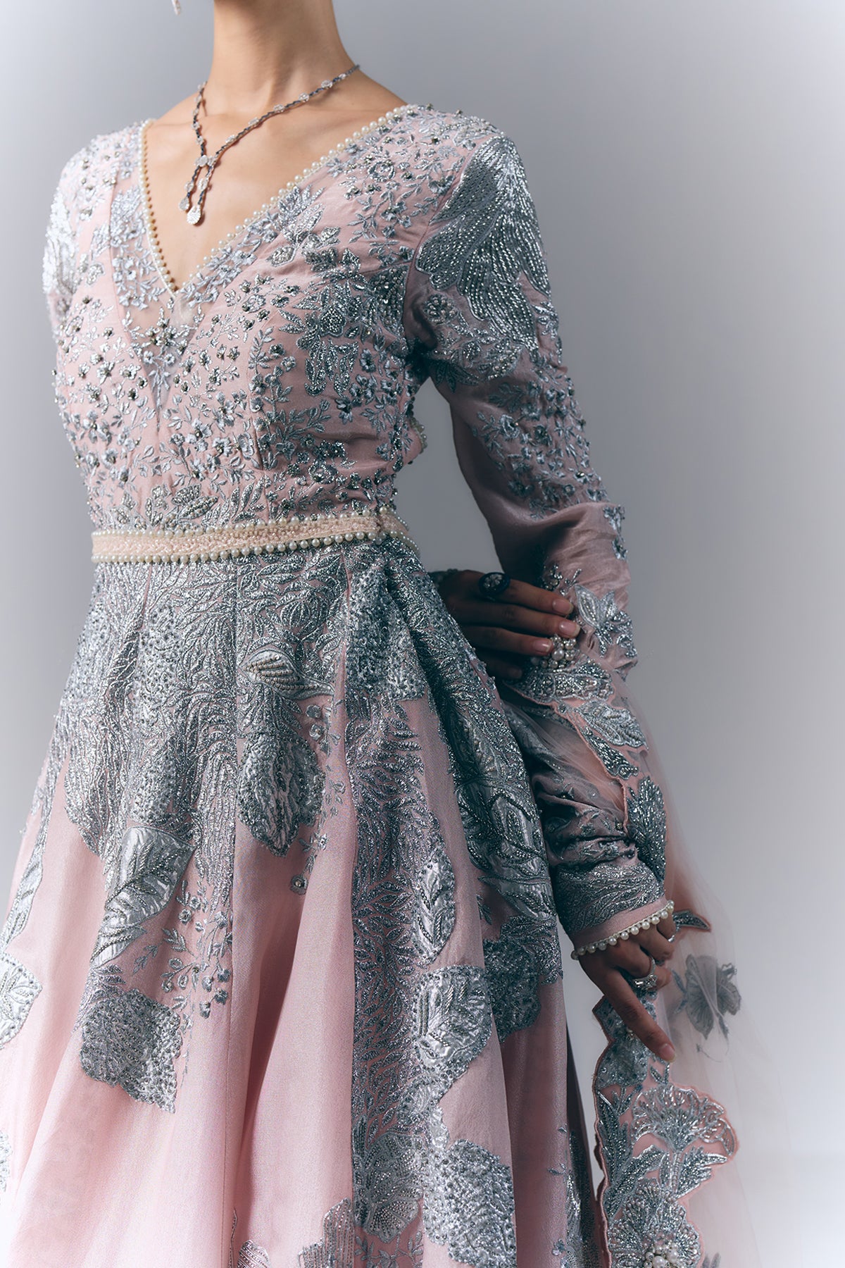 Pink Garden Anarkali Set