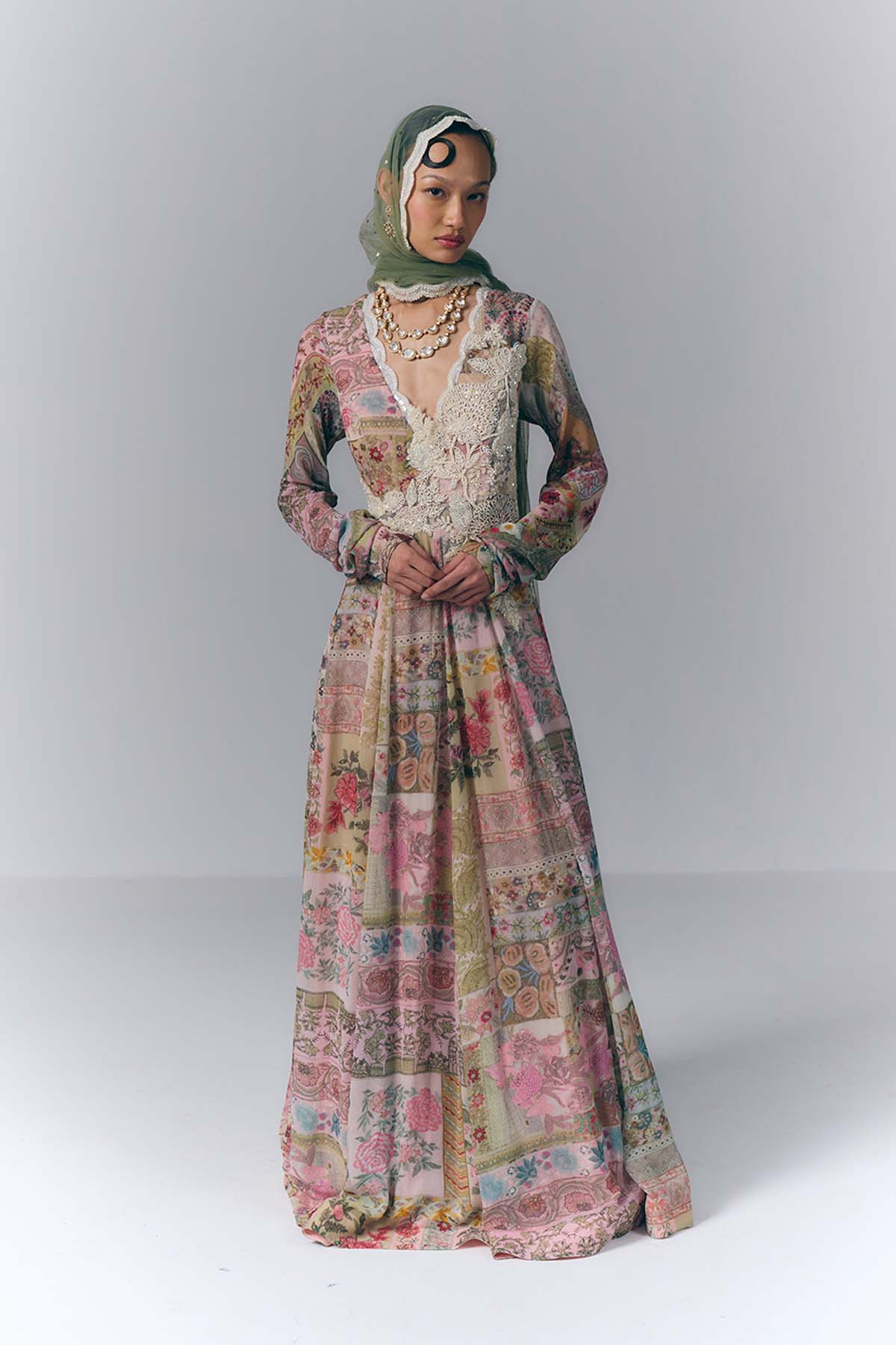 Patchwork Embroidered Anarkali Set